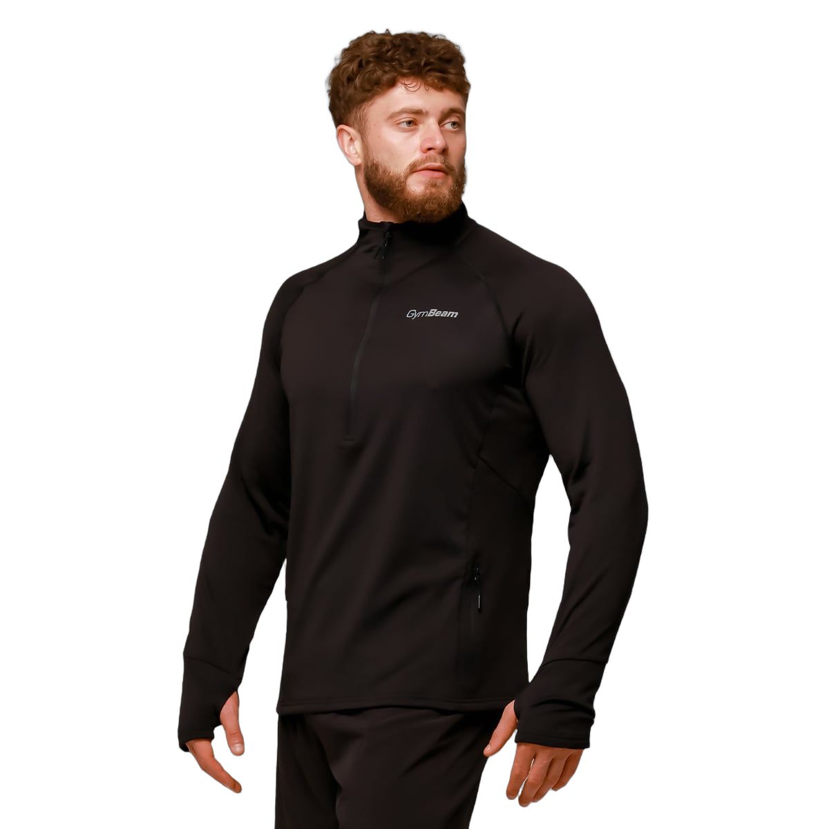 GymBeam Sweatshirt Herren regular mit halbem Reißverschluss in Schwarz 1 St