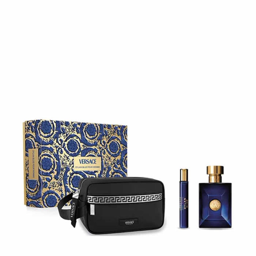 Versace Dylan Blue Pour Homme Geschenkset mit Kosmetiktasche, Eau de Toilette und Reisezerstäuber.