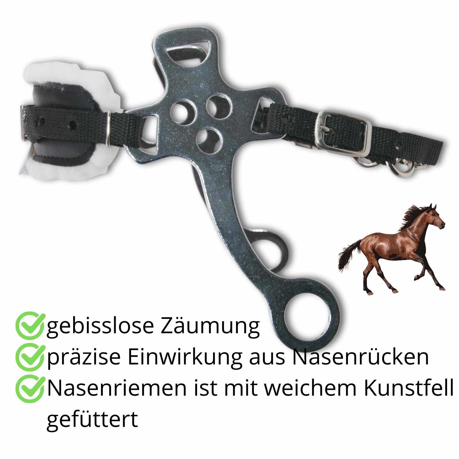 Hackamore AMKA aus Nylon mit Kunstfellunterlage VB-WB, stufenlos verstellbar