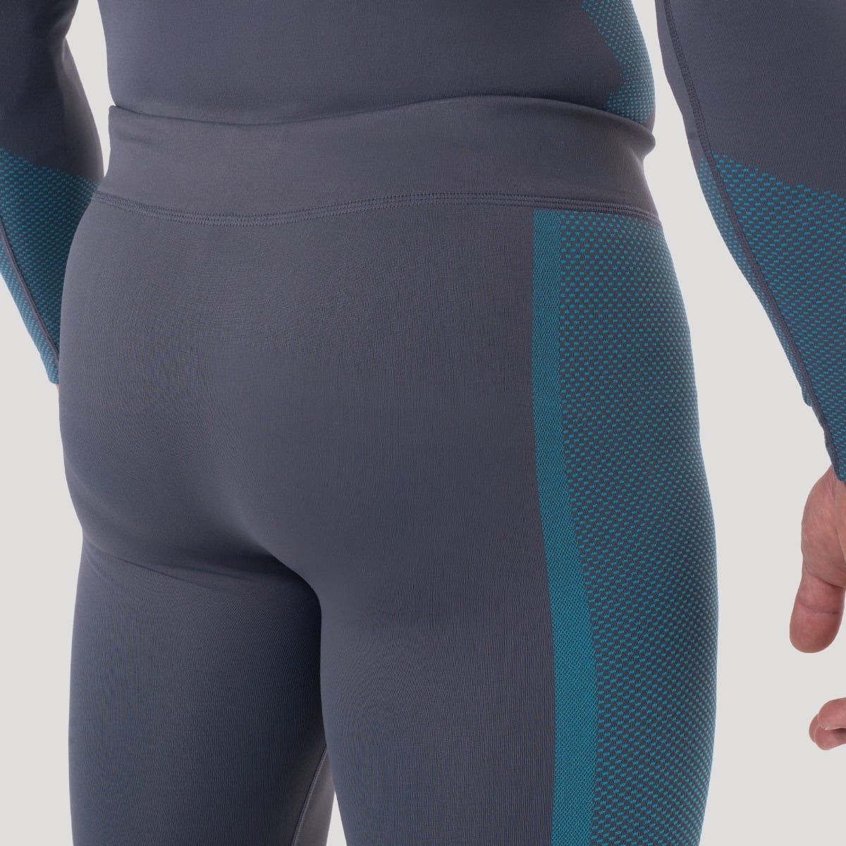 GymBeam OG1 Seamless Leggings Herren Slim Grey/Blue ohne Taschen