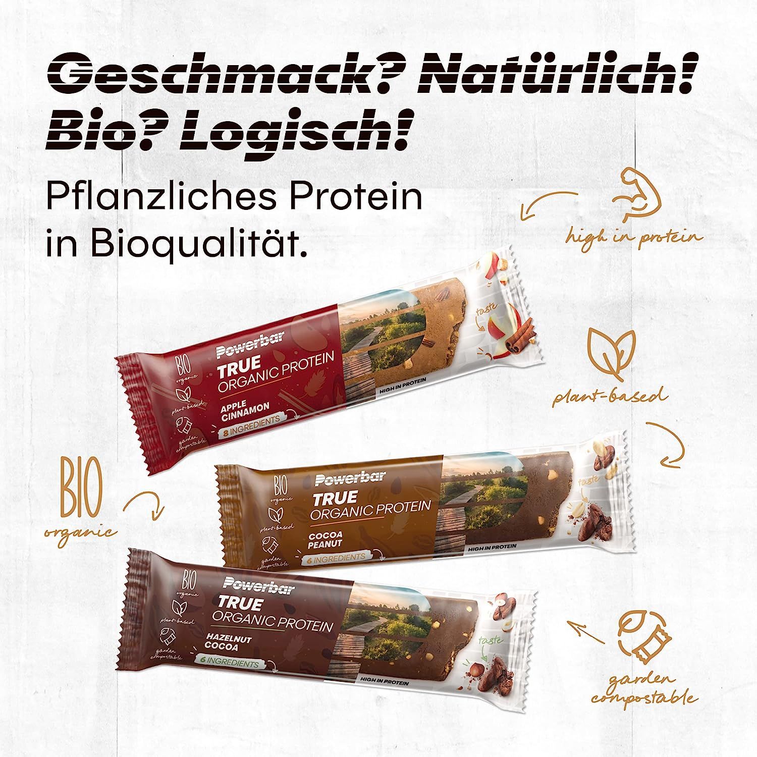 Powerbar True Organic Protein Bar Cocoa-Peanut - Pflanzlicher Proteinriegel + Bio