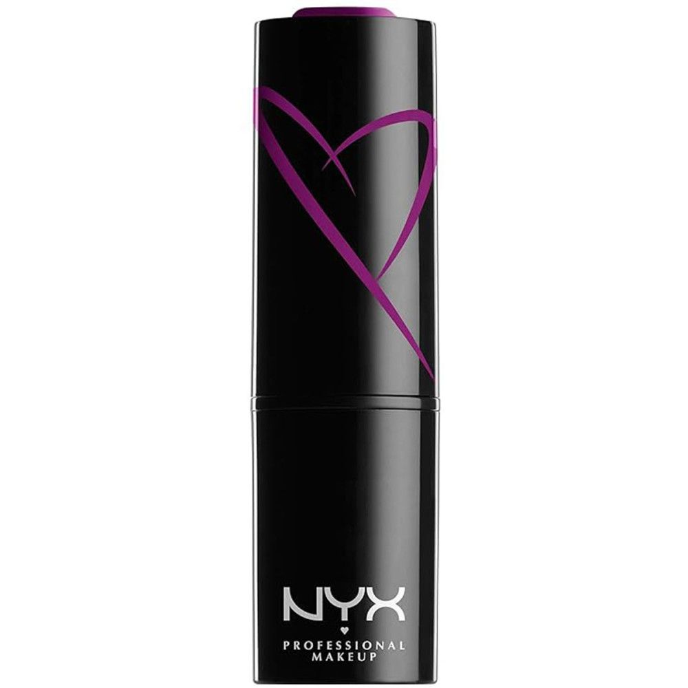 Geschlossener Lippenstift mit schwarzer Hülse und Herz-Design. NYX Professional Makeup Logo unten.