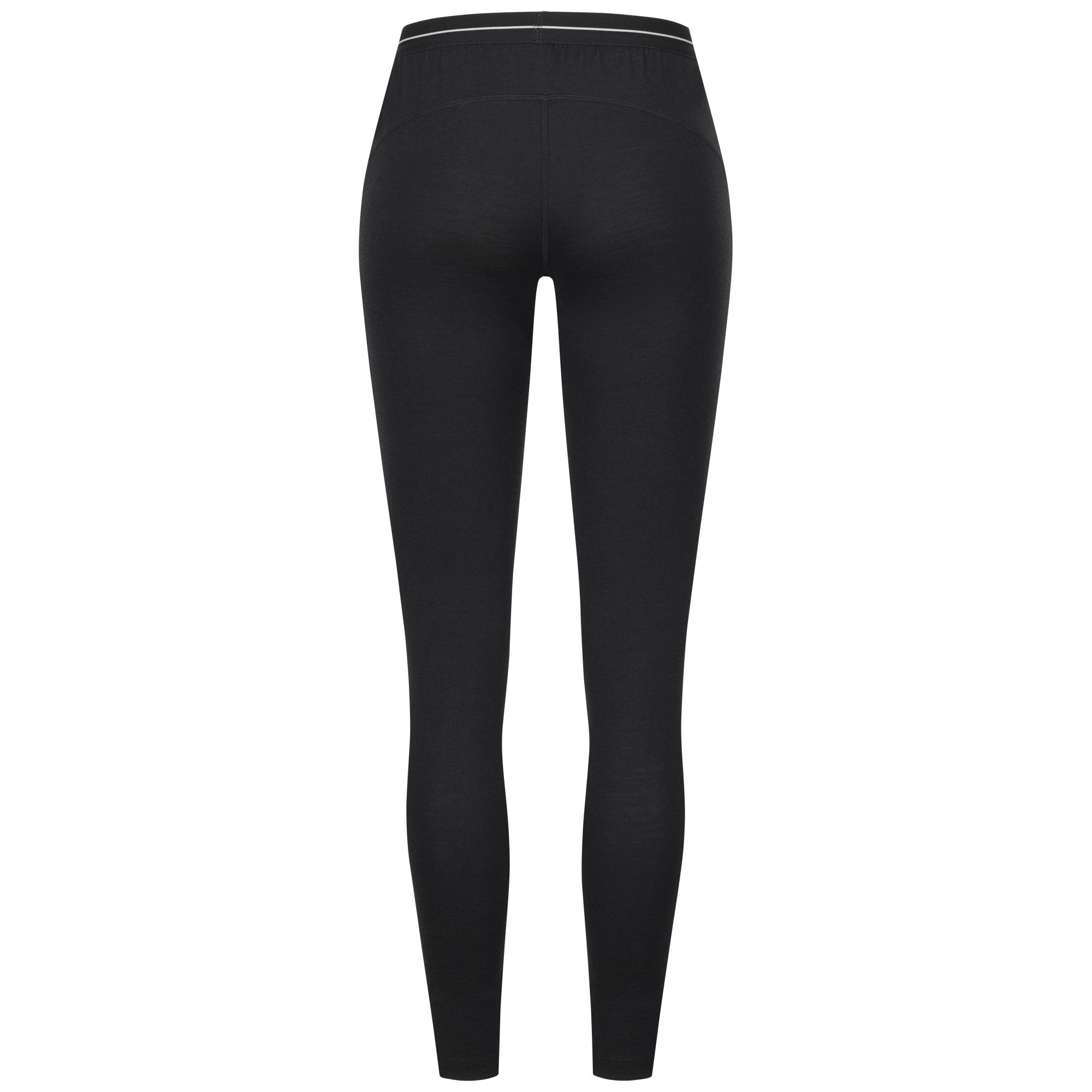 Rückansicht einer schwarzen Damen-Leggings aus 100% Merinowolle.