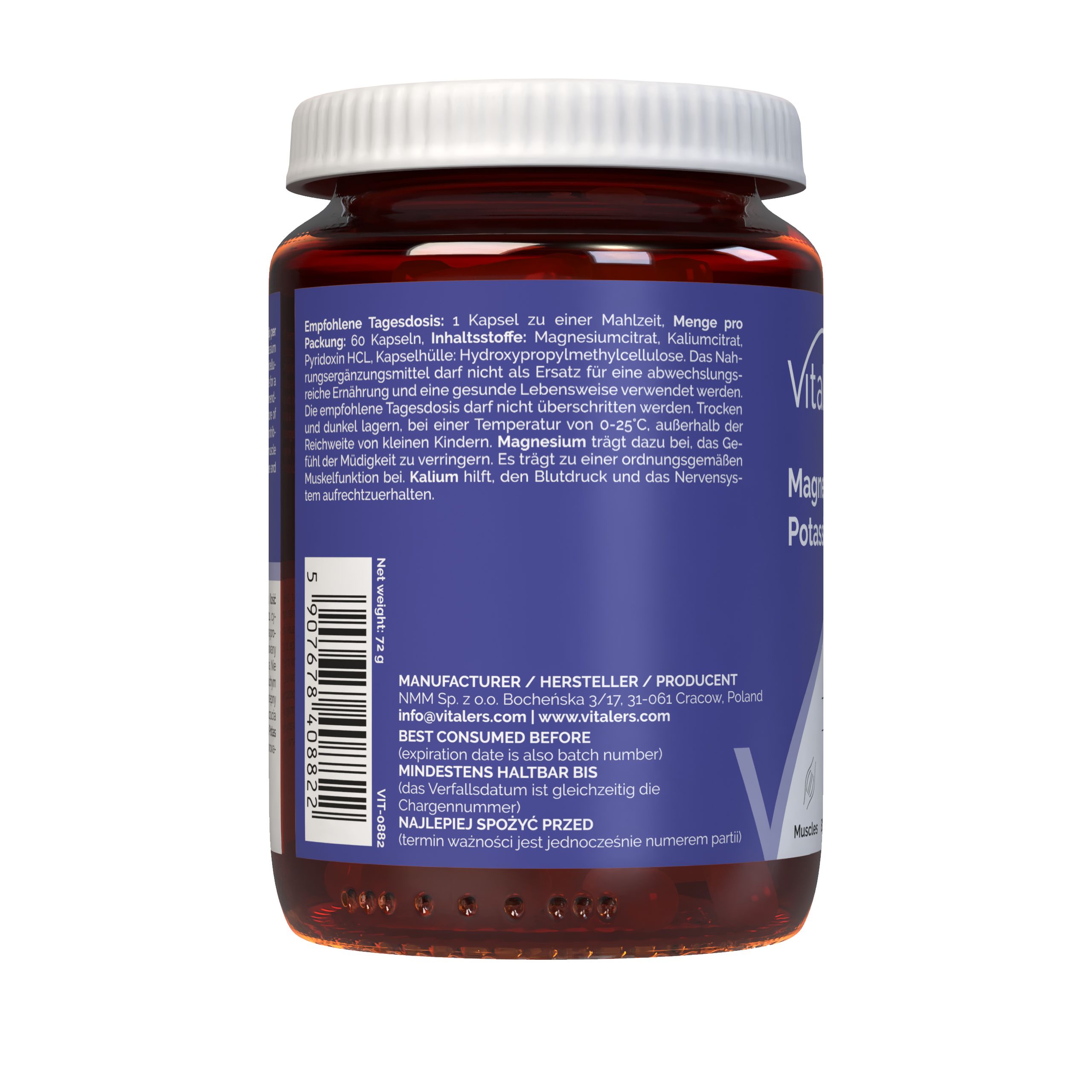 Vitaler’s Magnesium 100 mg + Kalium 150 mg + Vitamin B6 6 mg
