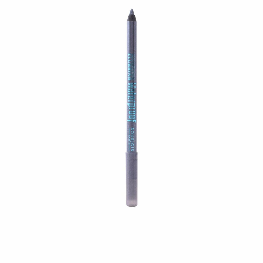 Grauer Augenstift. Aufschrift: Waterproof, Bourjois. Einzelner Stift, vertikale Ansicht.