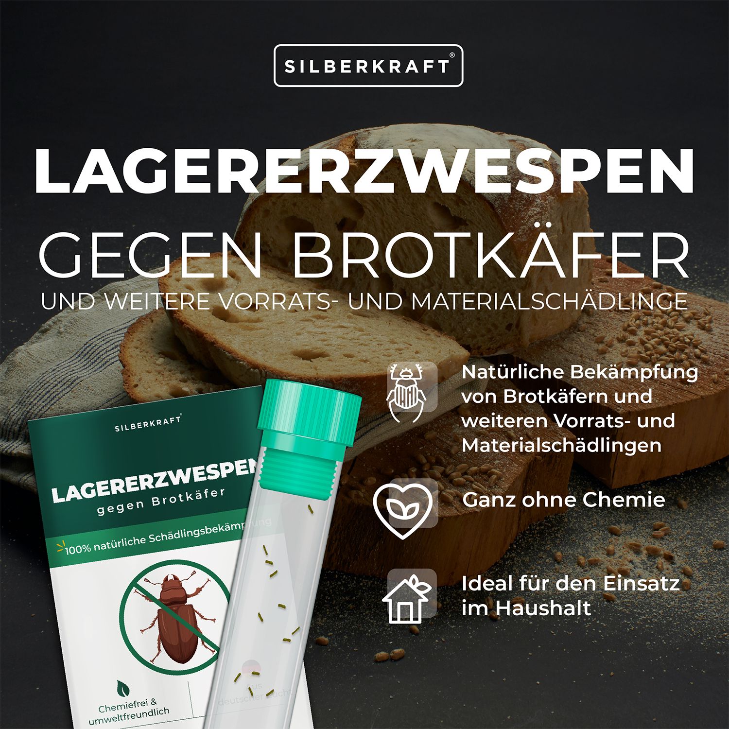 SILBERKRAFT Lagererzwespen gegen Brotkäfer