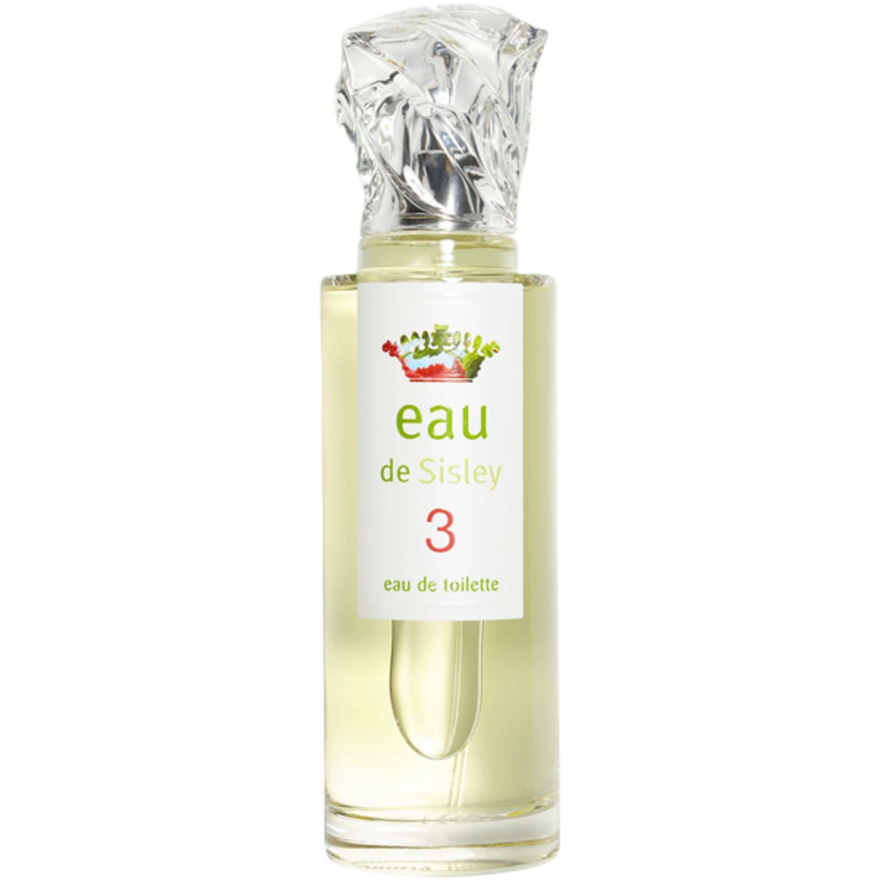 Sisley Eau de Sisley 3 E.d.T. Nat. Spray. Glasflakon mit transparentem Verschluss. Etikett mit Produktbezeichnung.