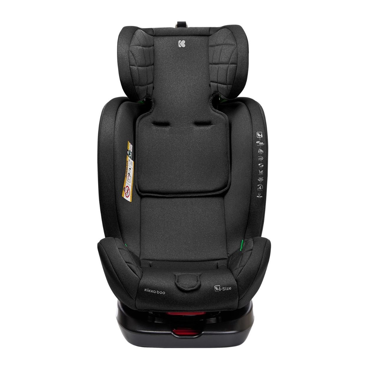Zwei gelbe ISOFIX-Adapter und ein Teil eines rosa Kindersitzes.