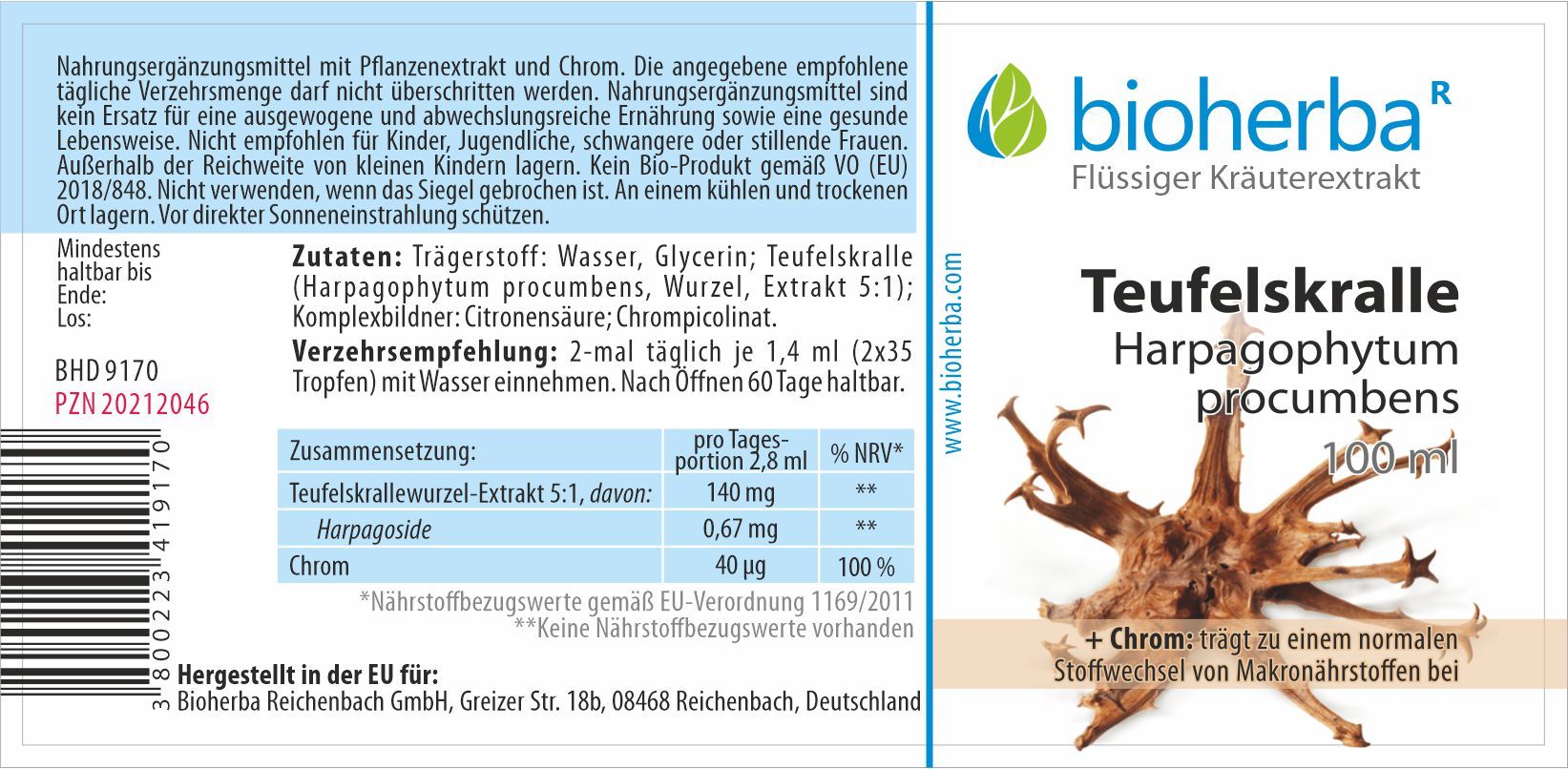 Bioherba Teufelskralle Tropfen  Tinktur Extrakt