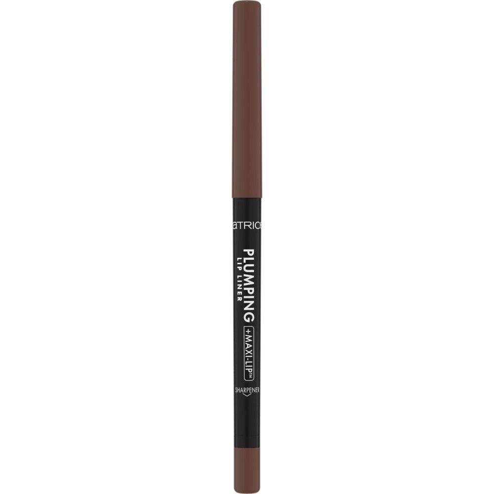 Brauner Lipliner mit schwarzem Stift. Aufschrift: PLUMPING + MAXI LIP. Marke: CATRICE.