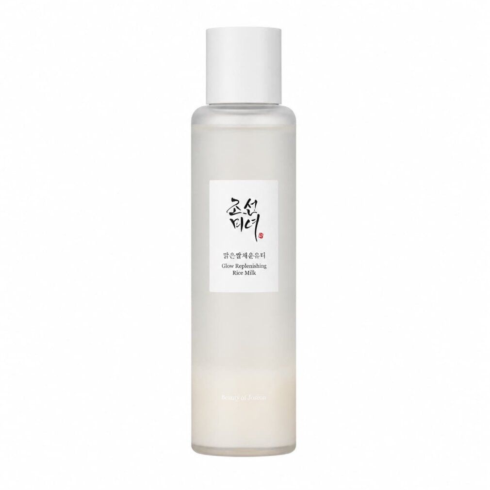 Flasche BEAUTY OF JOSEON Glow Replenishing Rice Milk mit weißem Verschluss.