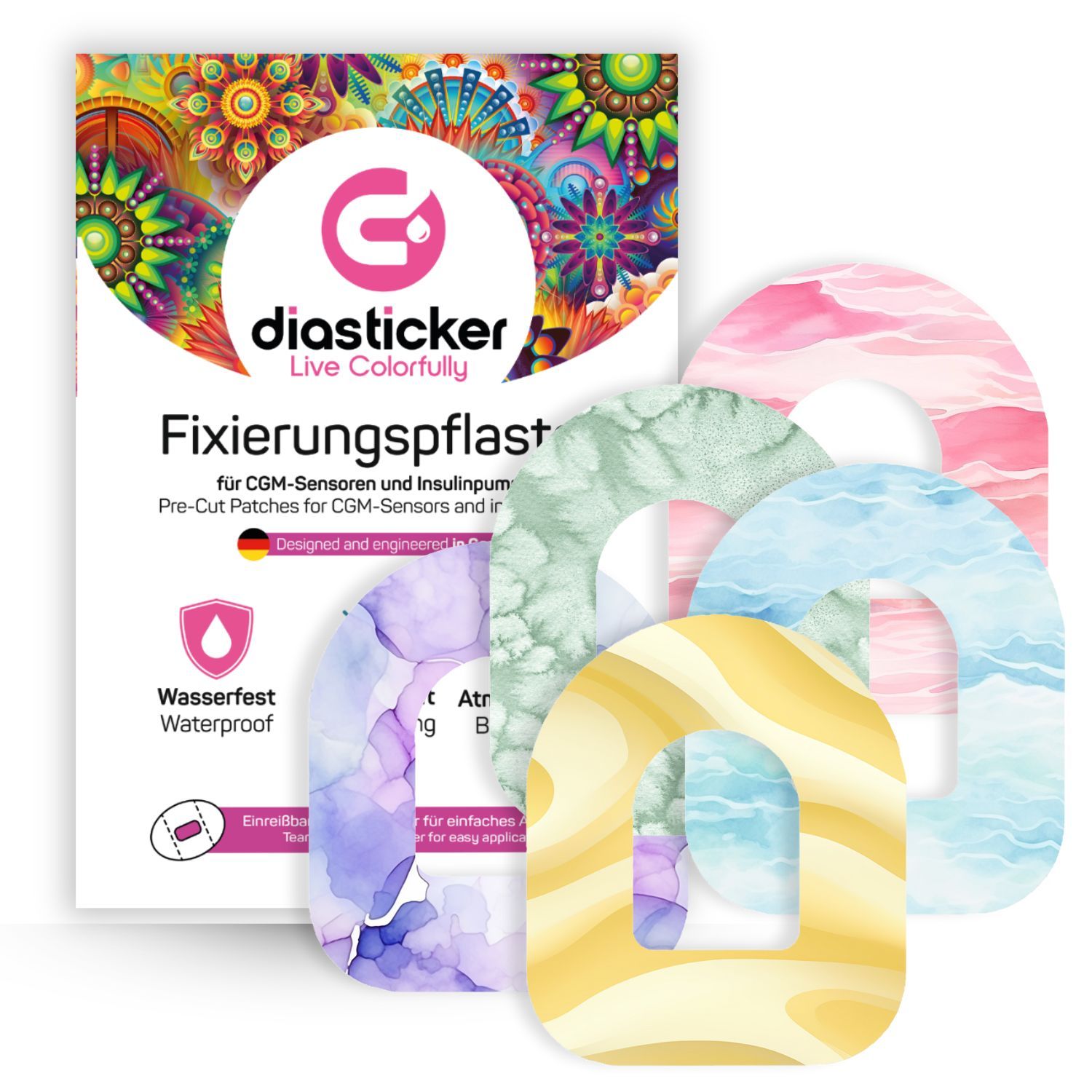 Diasticker® Omnipod Fixiertapes 'Mix-Paket Cotton Candy' 5 St