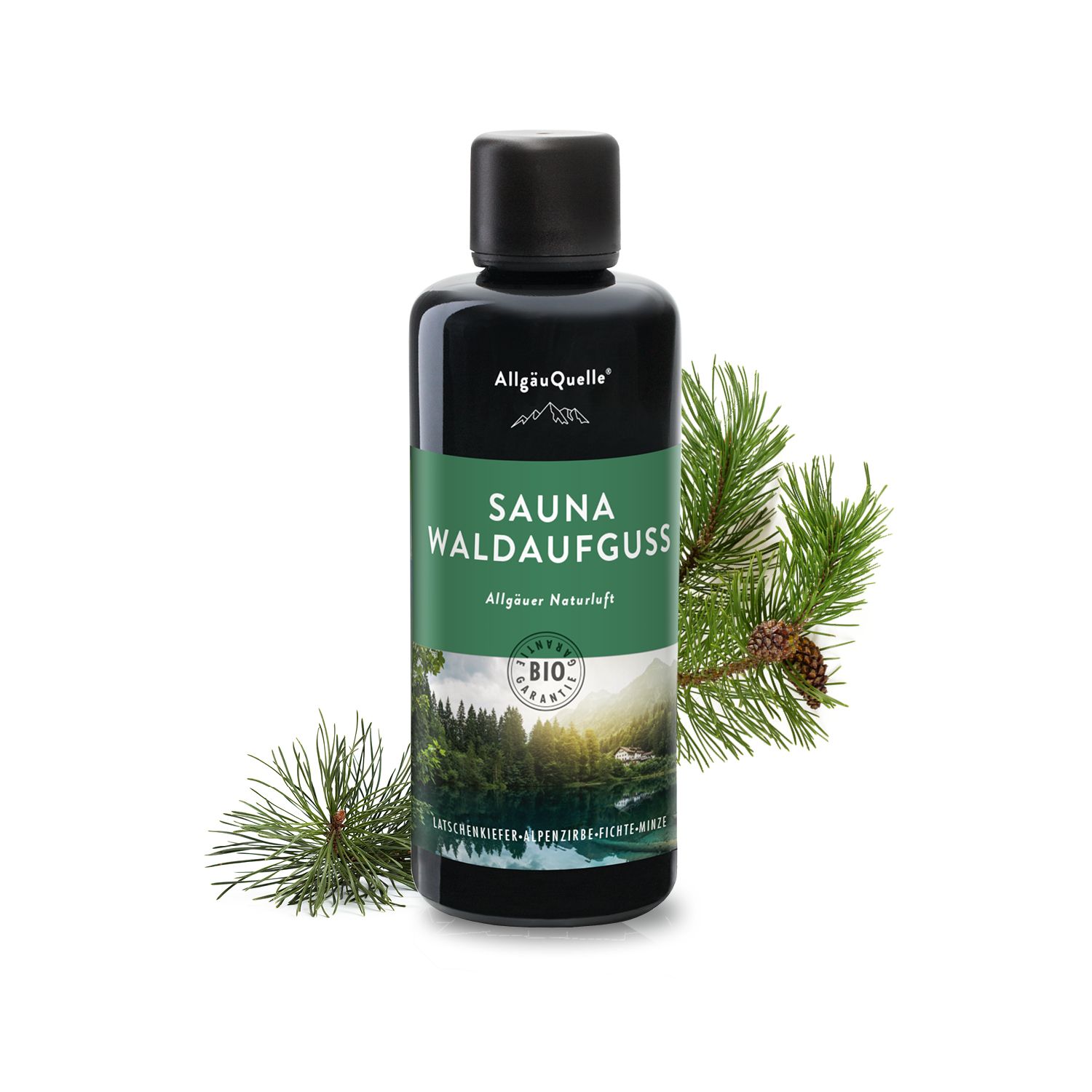 AllgäuQuelle Saunaaufguss Aufgussmittel 100% BIO-Öle aus Fichte, Latschenkiefer, Alpenzirbe