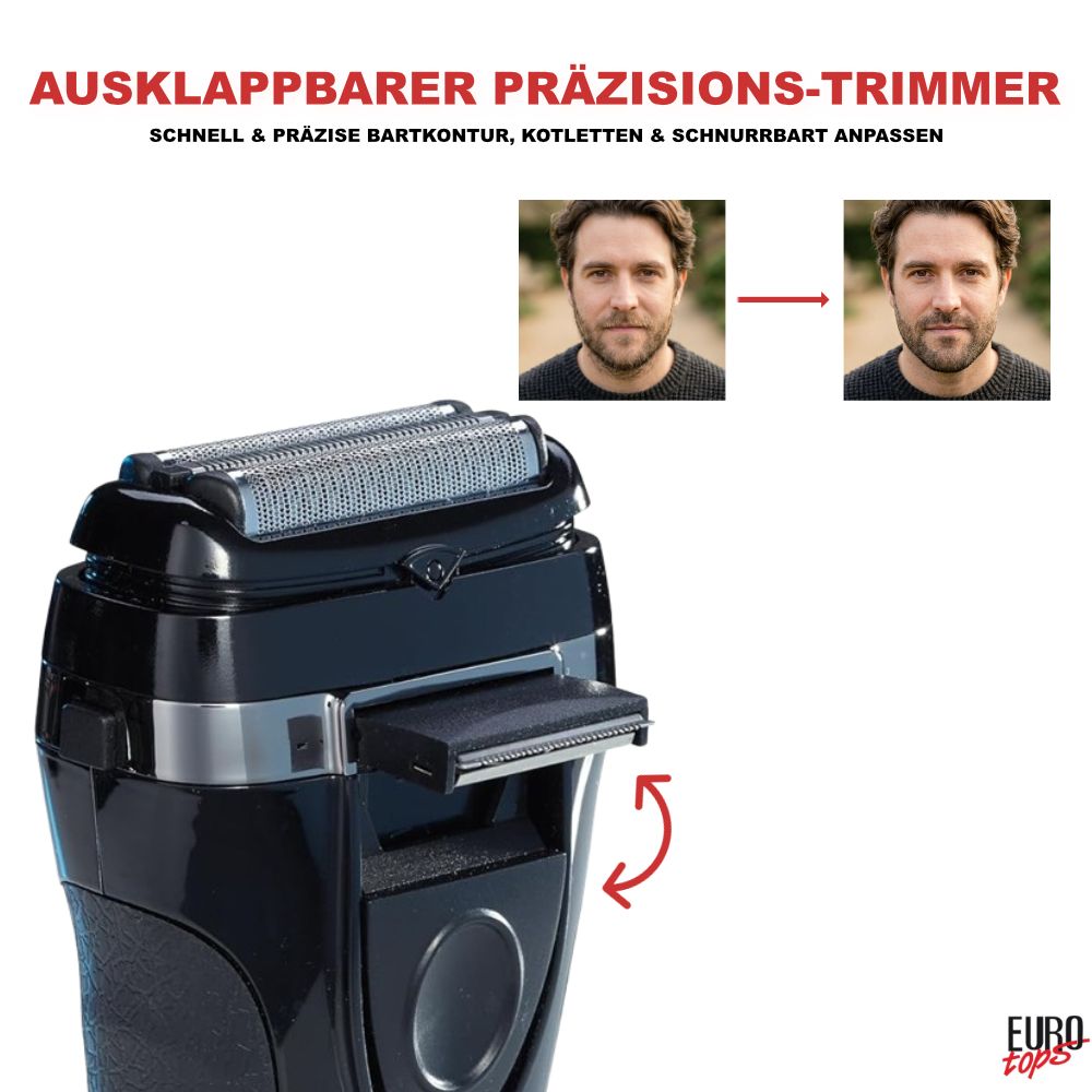 EUROtops Aufladbarer Rasierer mit LC-Display, Trimmer, 60 Min. Laufzeit