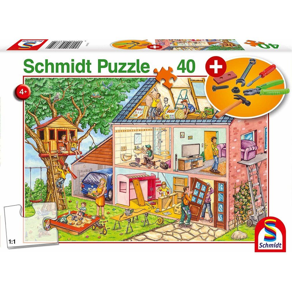 Schmidt Spiele Schmidt Spiele 56375 Die fleißigen Handwerker, 40 Teile, mit Add on (Werkzeug Set)