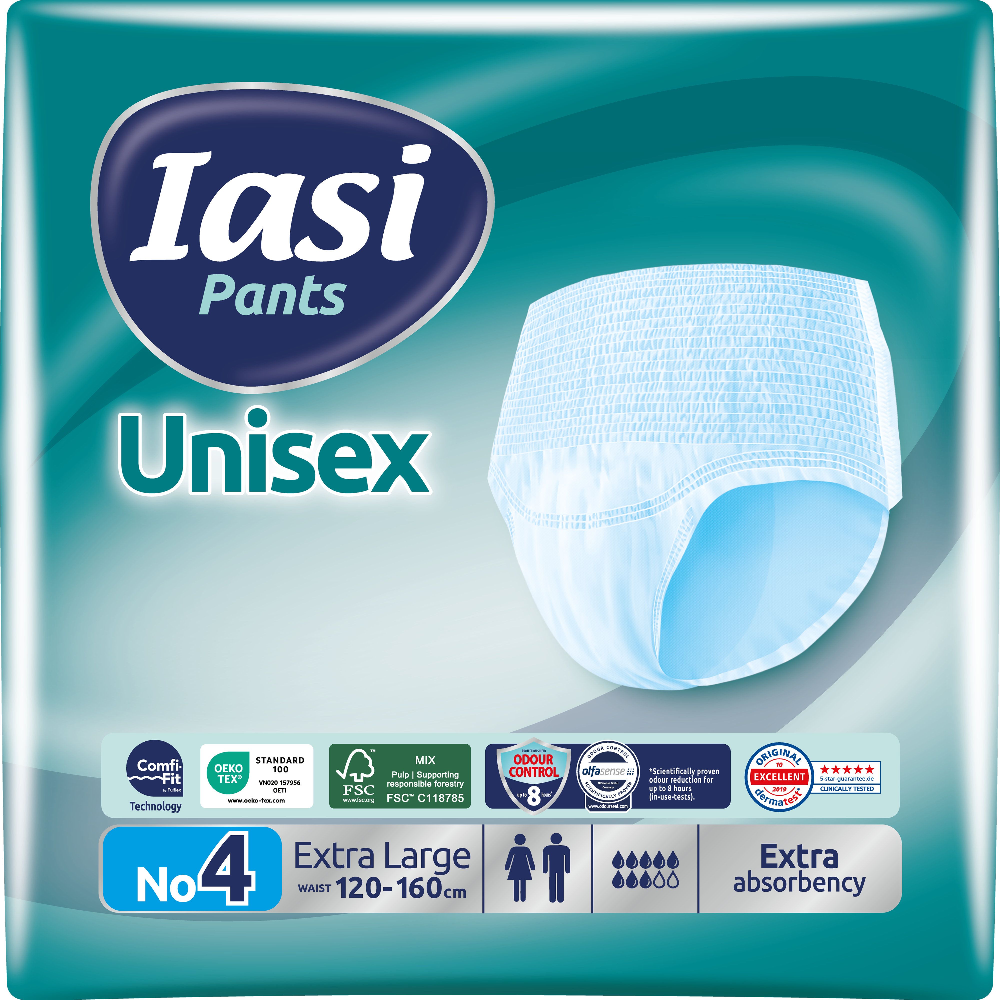 IASI Pants UNISEX Alta Protezione, 10 Mutande Assorbenza EXTRA, Taglia XL, 10 Unità