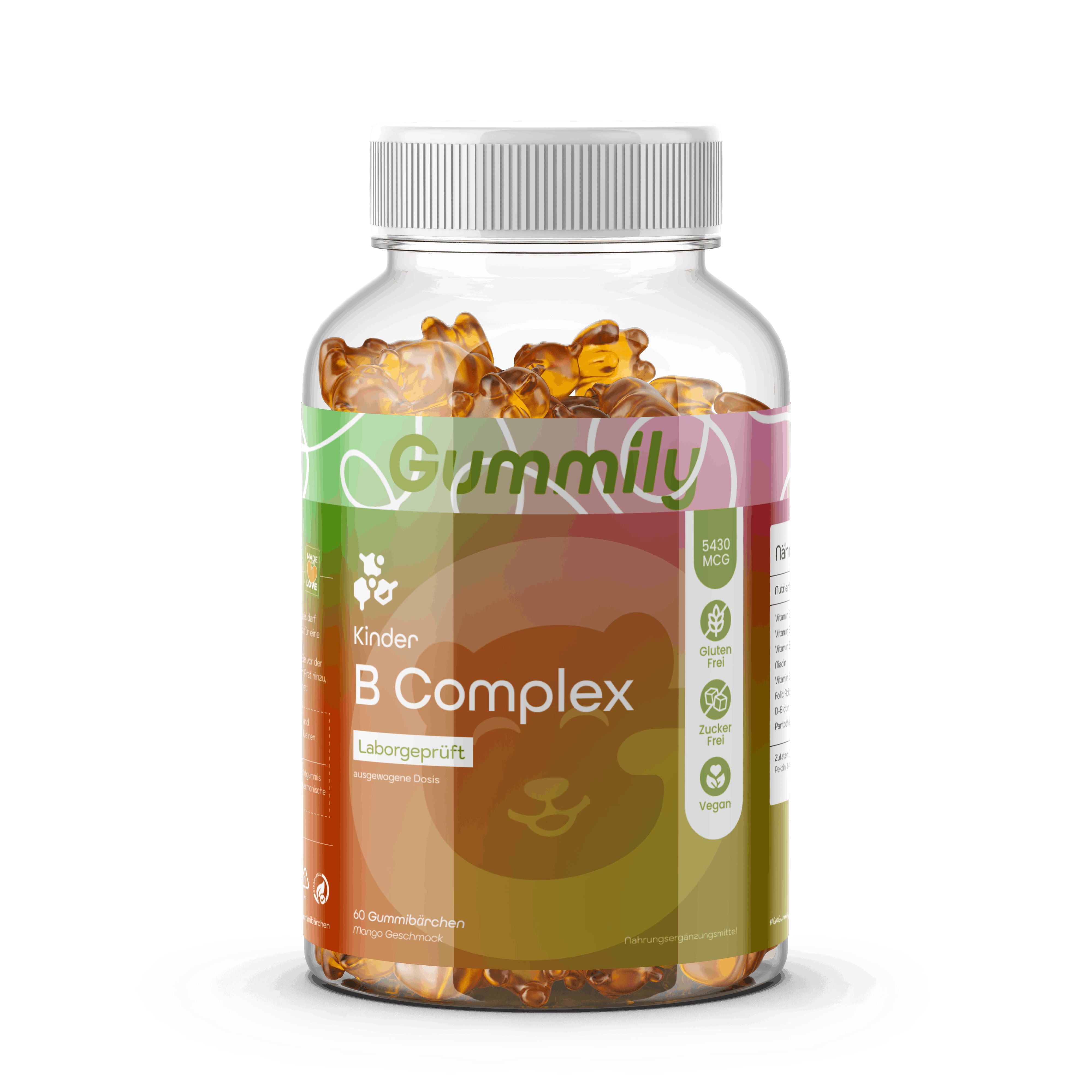 Gummily® Kinder Vitamin B12 Gummibärchen - B Komplex Alt. zu 12 Tropfen 60 St