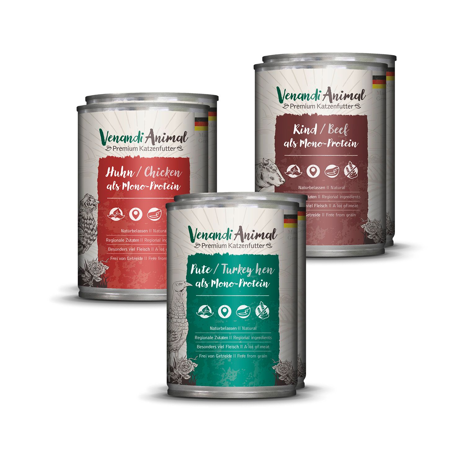 Venandi Animal - Probierpaket - Huhn, Ente, Rind