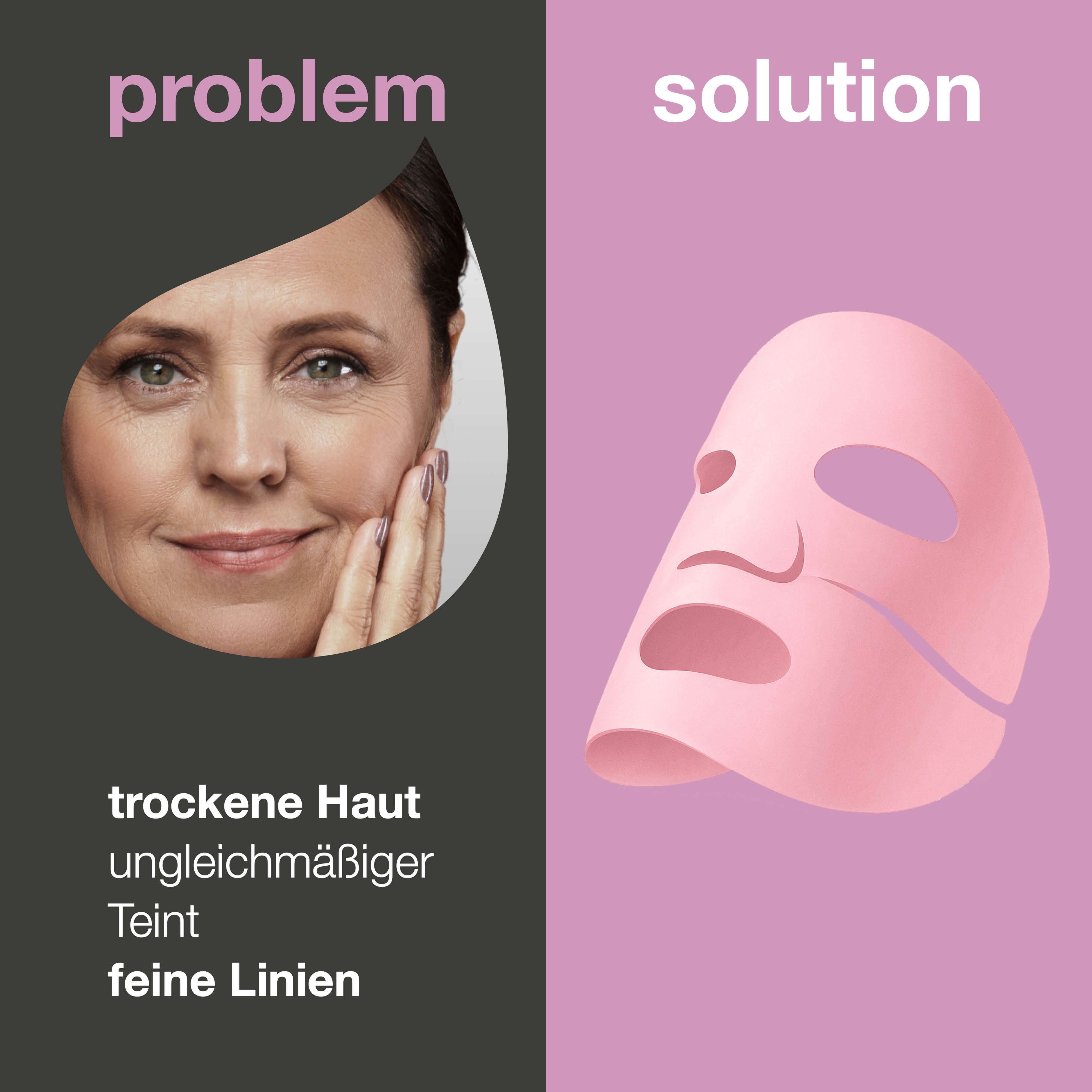 Frau mit Gesichtsmaske. Text: Warum Australian Bodycare?, angereichert mit nährenden Inhaltsstoffen, sanft.