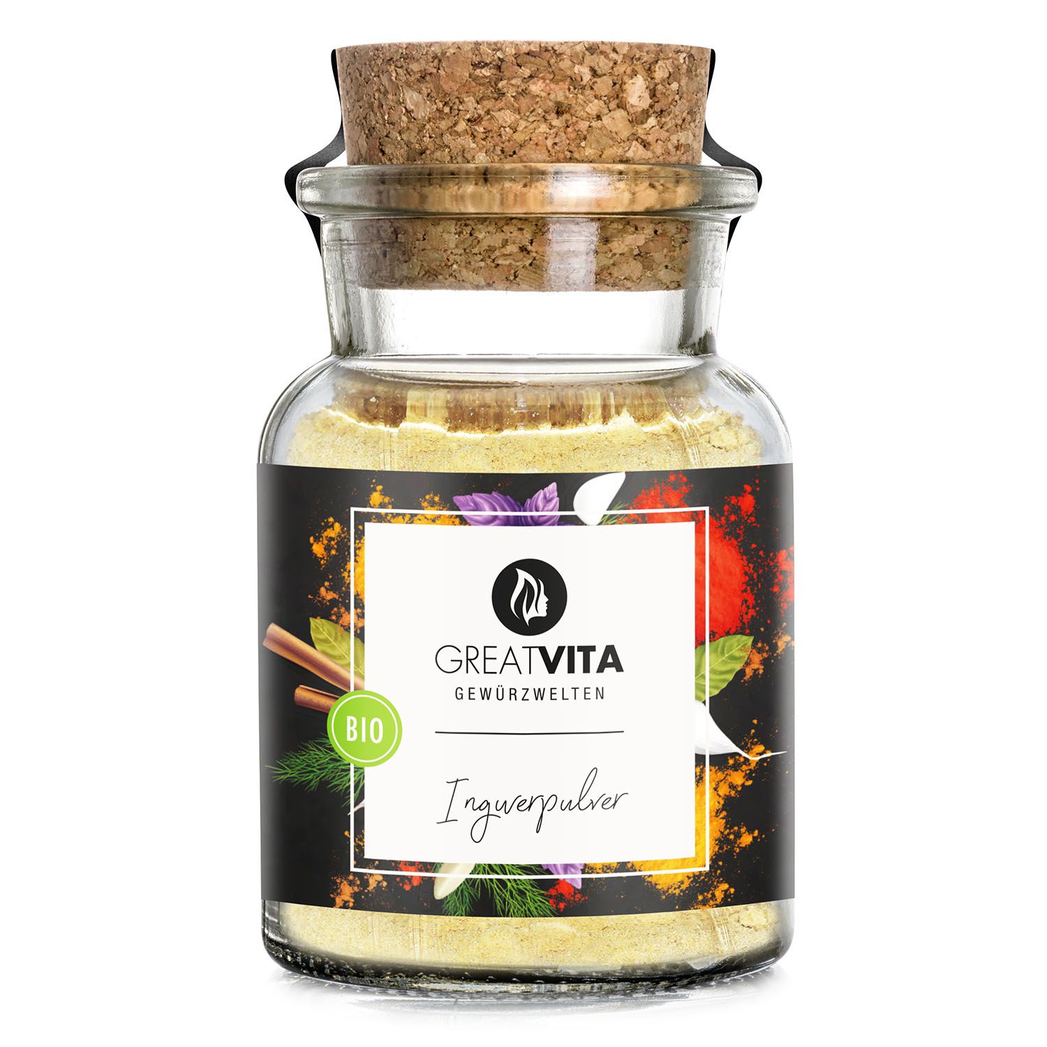 GreatVita Bio Ingwerpulver Gewürz im Glas