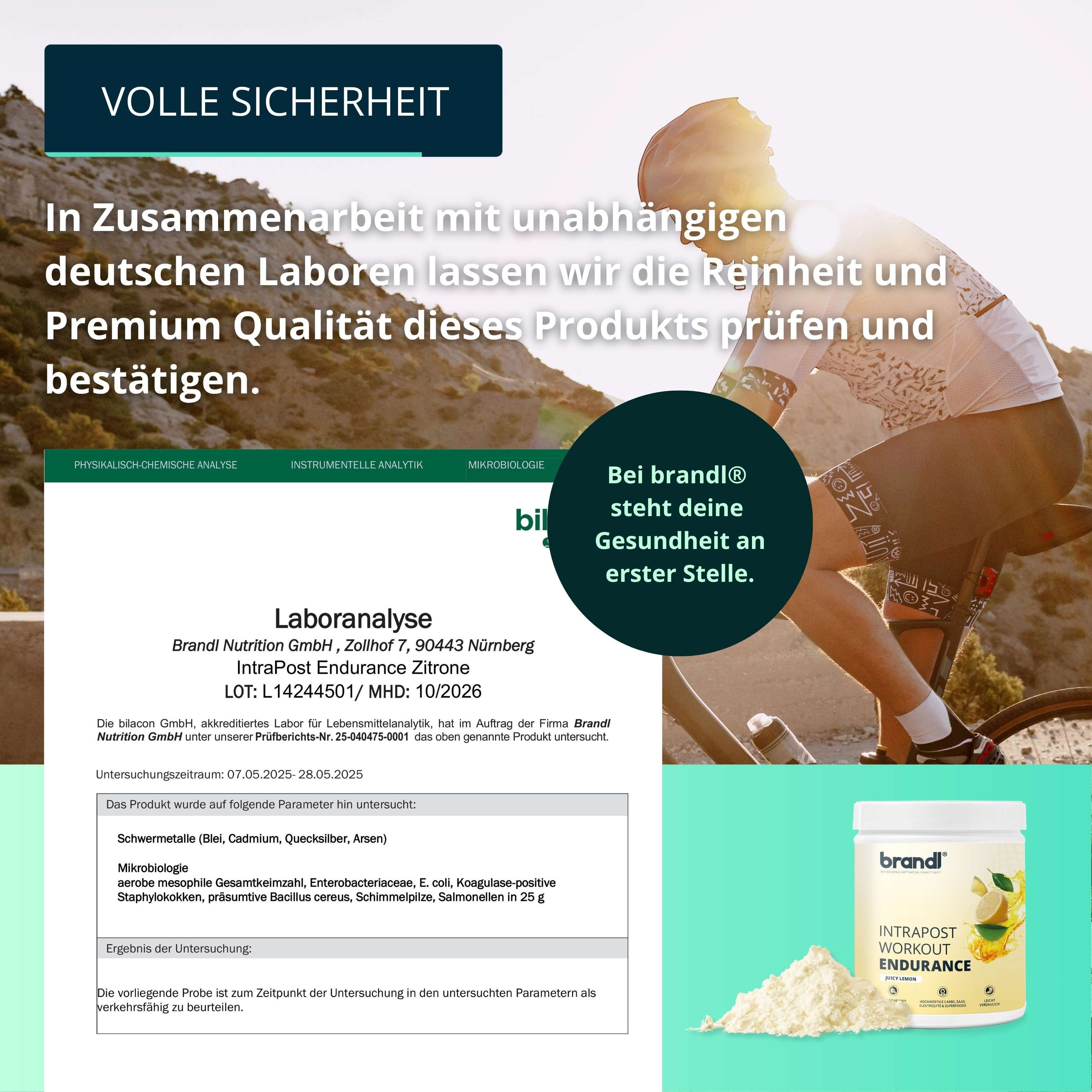 brandl® Ausdauer-Drink Elektrolyte (Mineralien) | Isotonisches Getränk | EAAs-Pulver & Superfoods