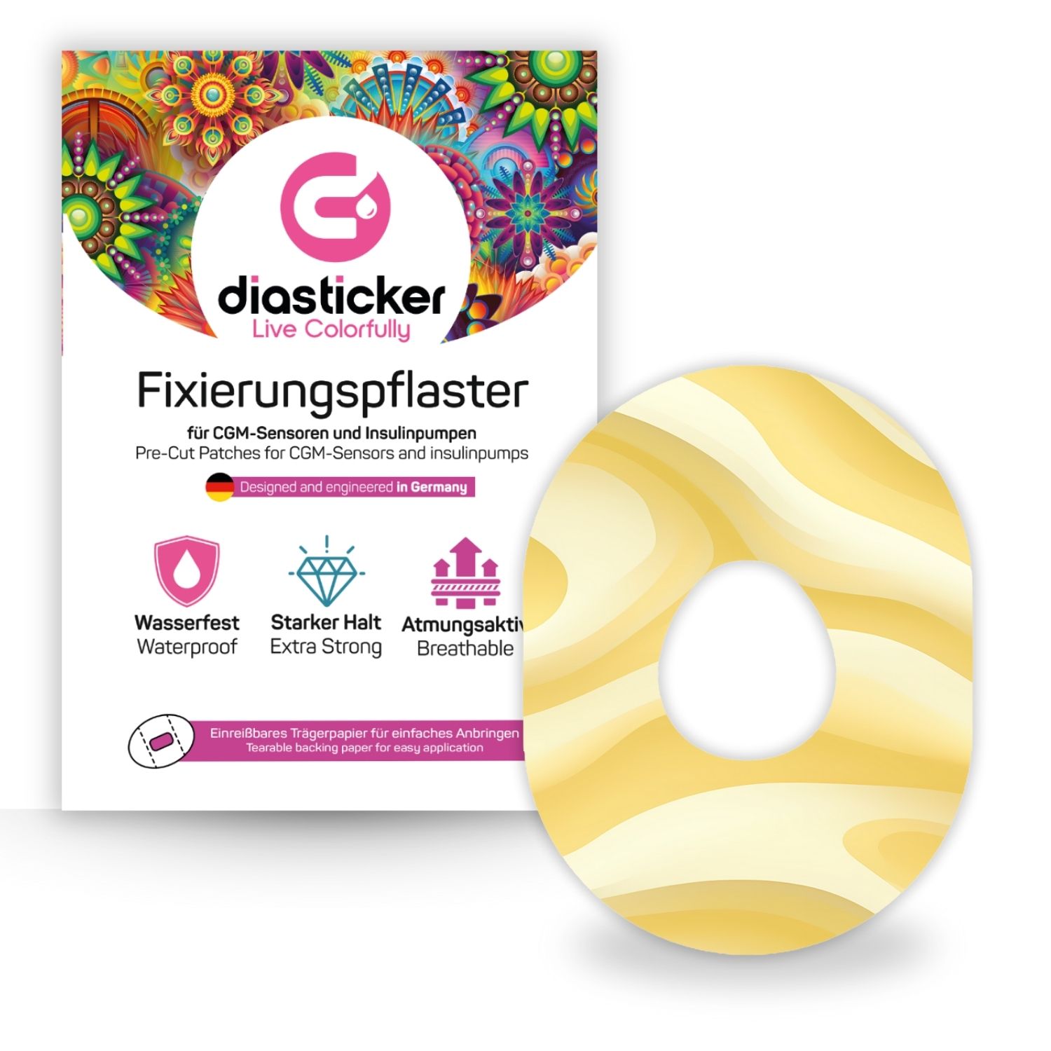 Diasticker® Dexcom G7 Fixiertapes 'Buttercream' 5 St