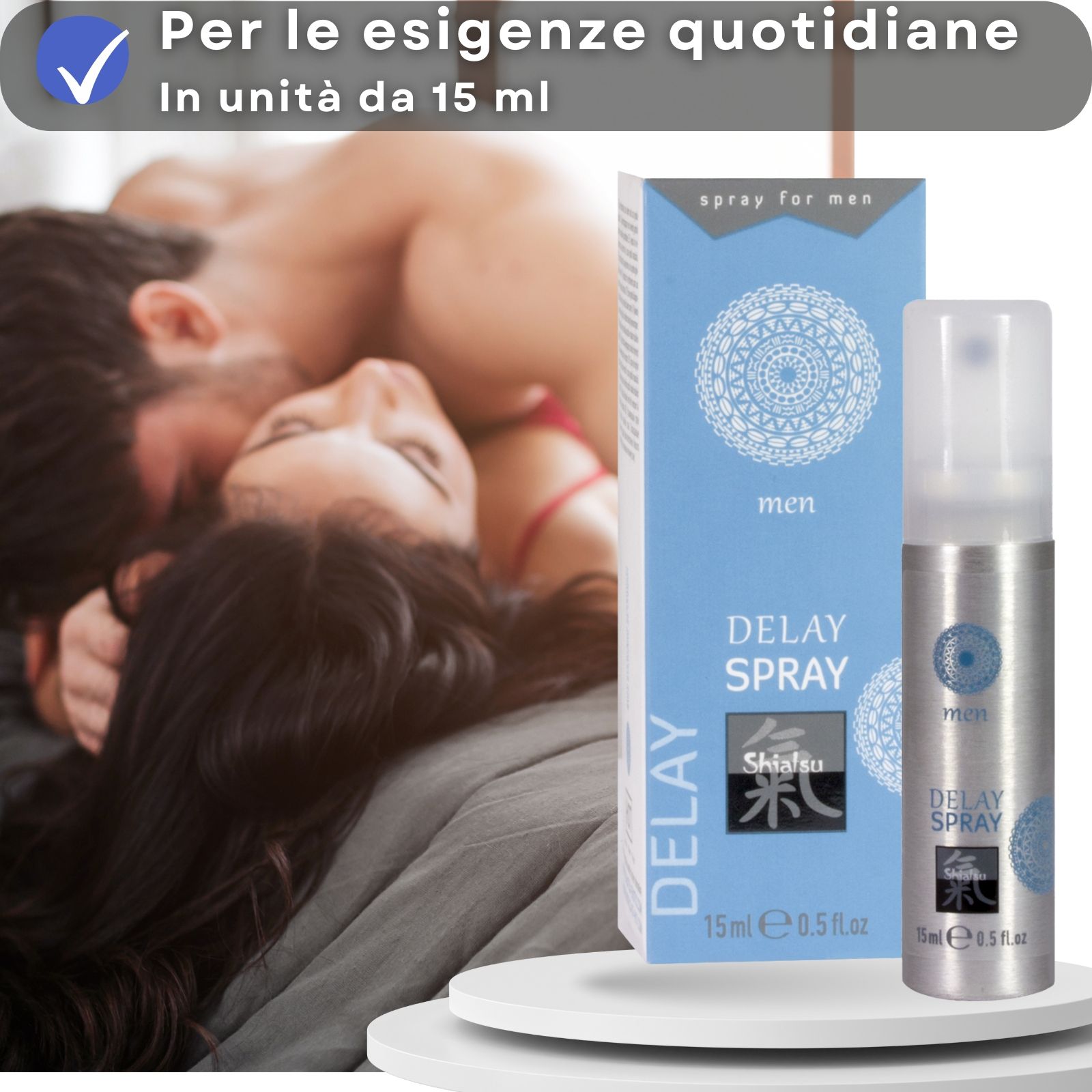 Confezione e testo. Testo: Per le esigenze quotidiane. Per uomini. 15ml.