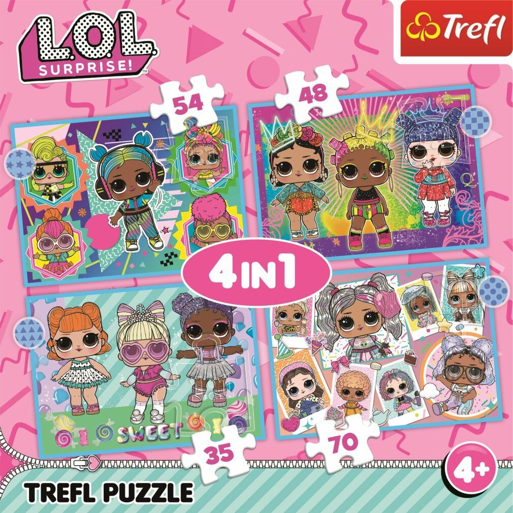 trefl Puzzle lol Surprise: Treffen Sie die Puppen 4in1 (35,48,54,70 Teile)