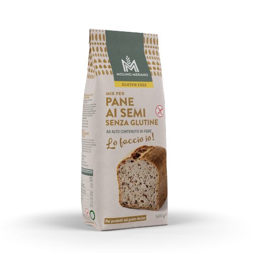 Glutenfreie Backmischung für Brot mit Samen, ballaststoffreich, 500g.