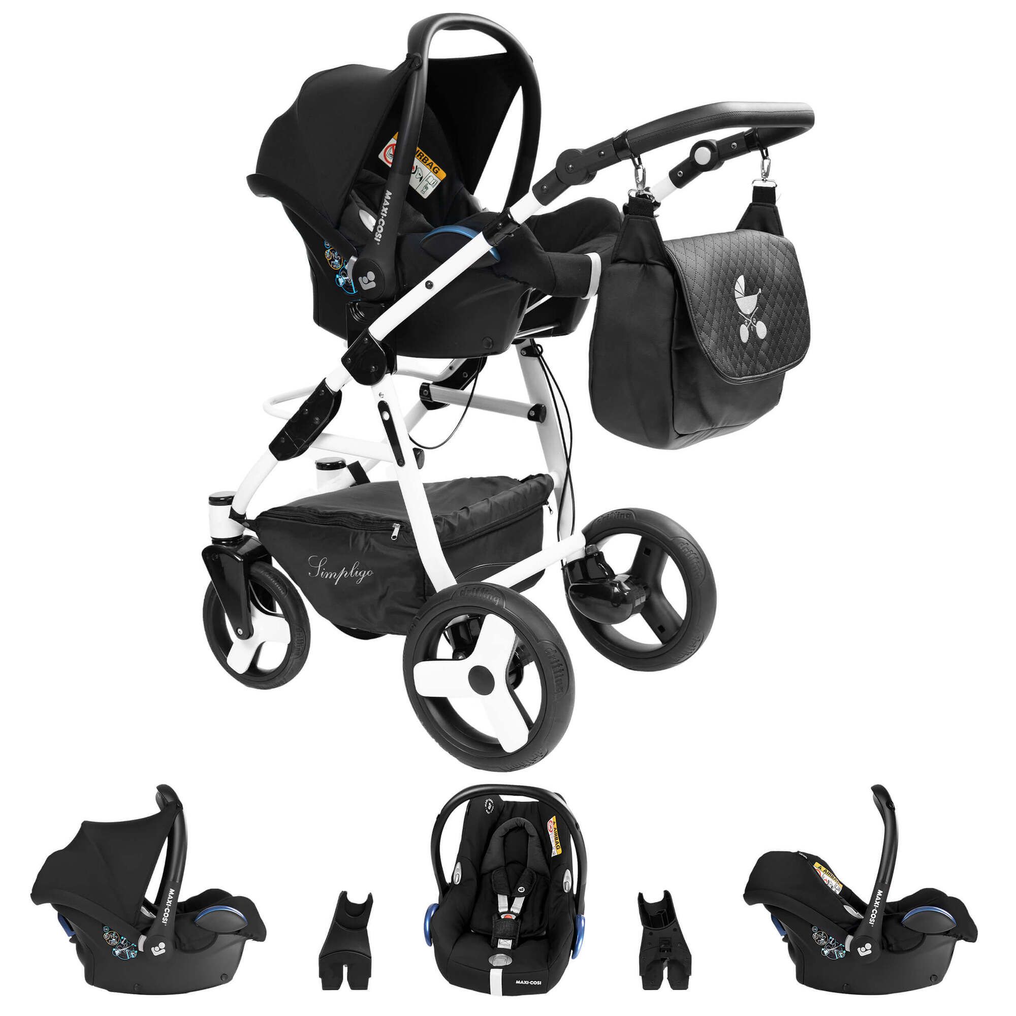 Friedrich Hugo Simpligo 3 in 1 Kinderwagen mit original Maxi Cosi, Leopard Pink (Stoff)