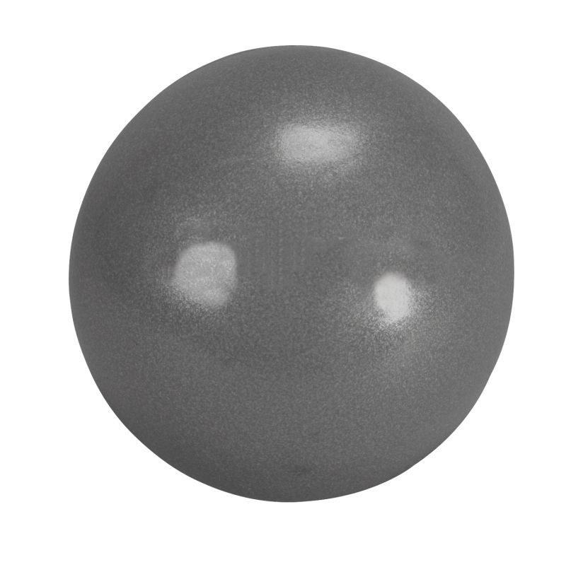 Grauer Pilates-Ball. Runde Form. Glatte Oberfläche. 20 cm Durchmesser.