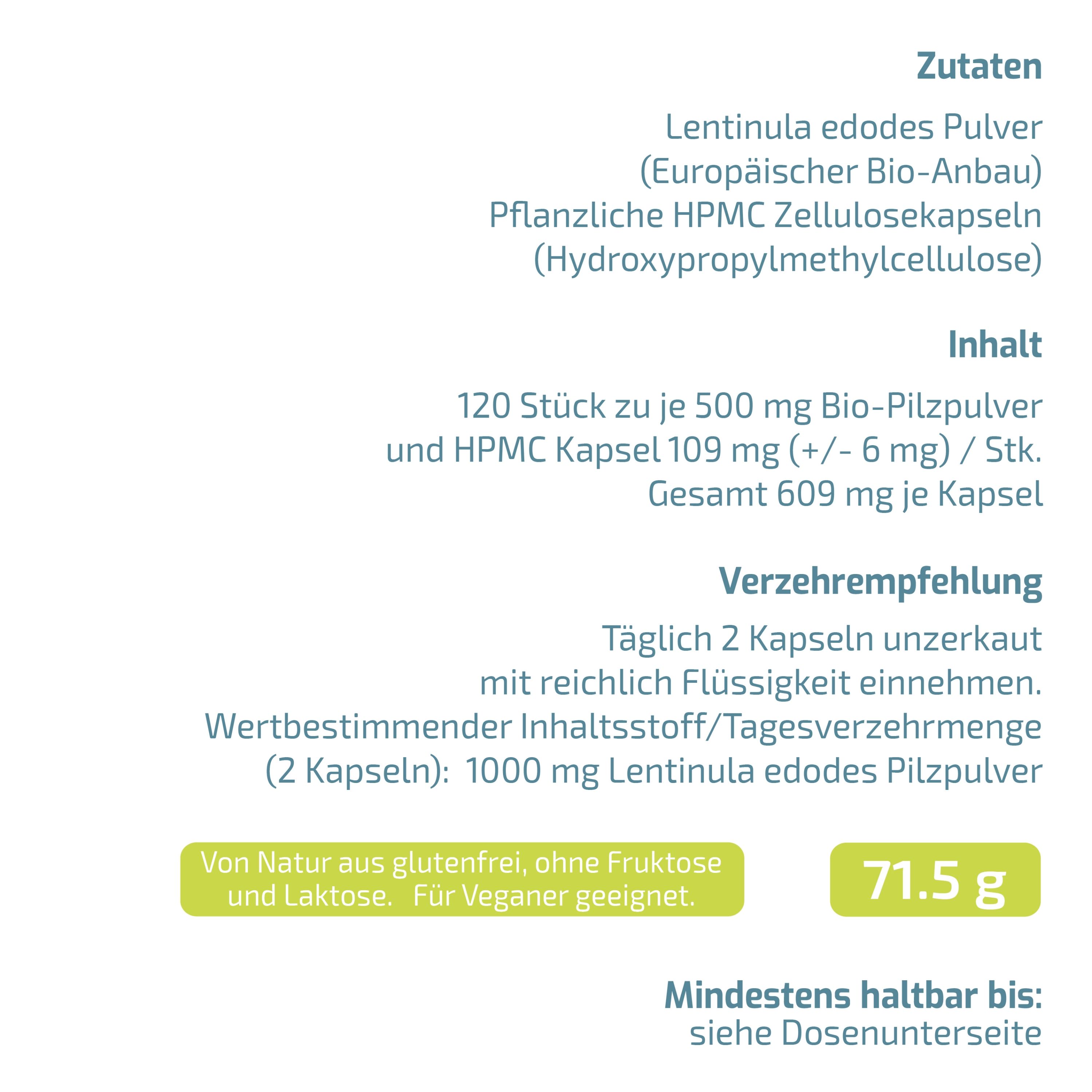 BEAUVITAL® Pure Bio Shiitake Kapseln Lentinula edodes aus EU-Anbau