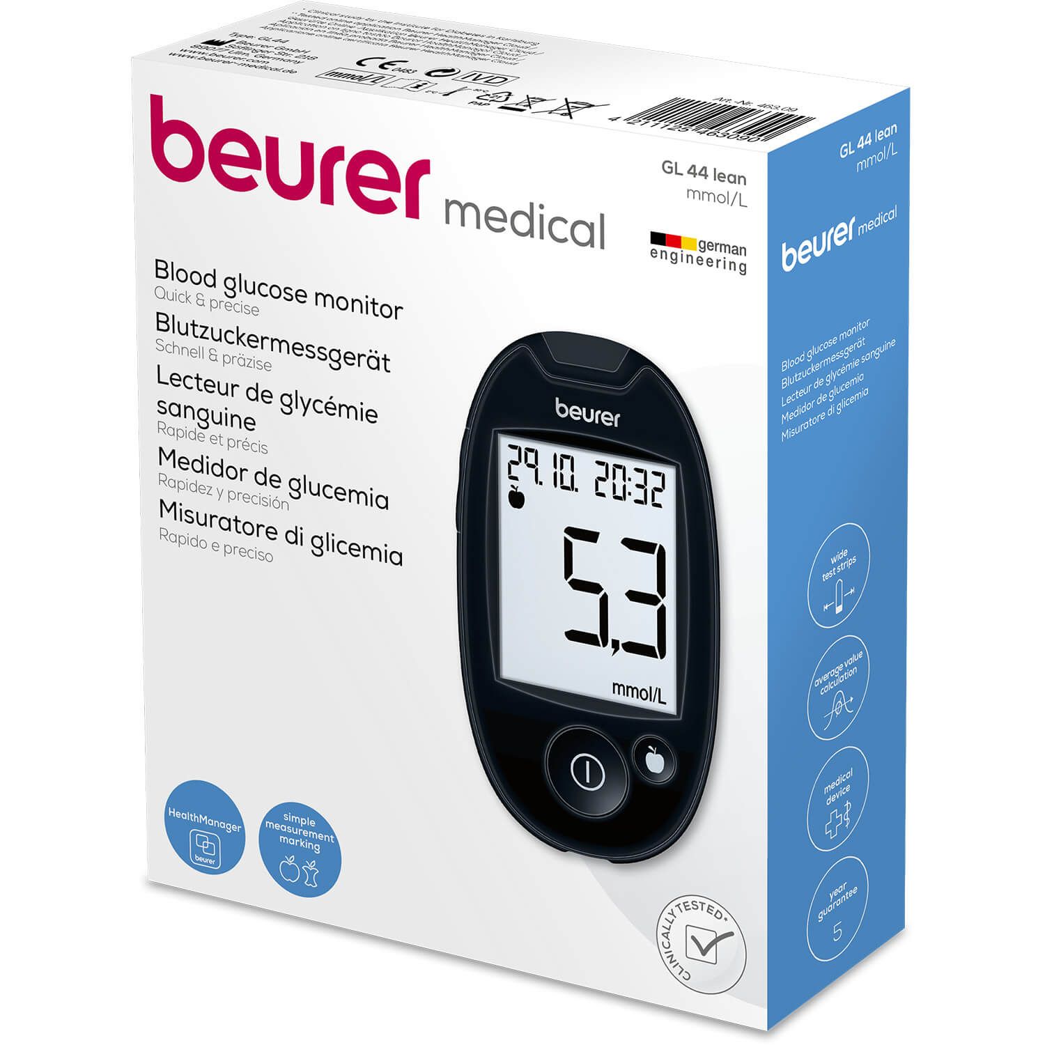 Beurer Blutzuckermessgerät GL 44 (mmol/L) schwarz