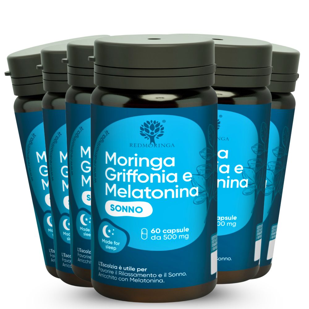 RedMoringa Melatonin, Escolzia, Griffonia & Bio Moringa 360 Kapseln 6 St