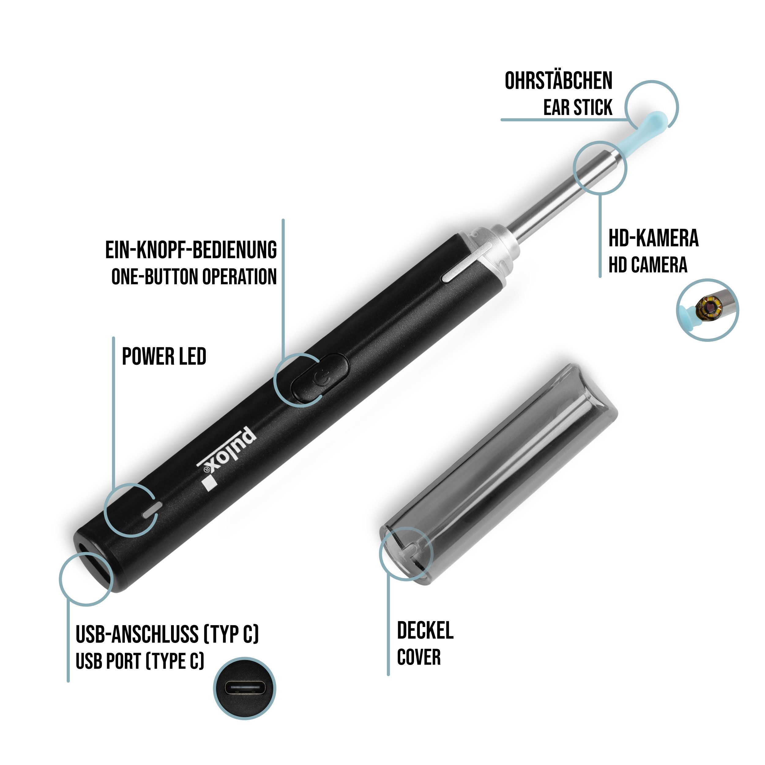 Pulox - Ec-95 Ohrreiniger Ohrenschmalzentferner mit Smartphone App via Wifi 1 St