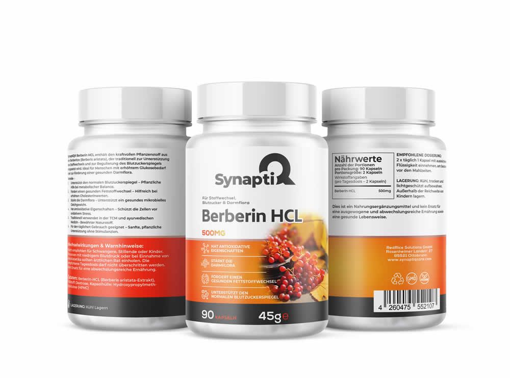 SynaptiQ® Berberin HCL – Stoffwechsel, Blutzucker & Darmflora