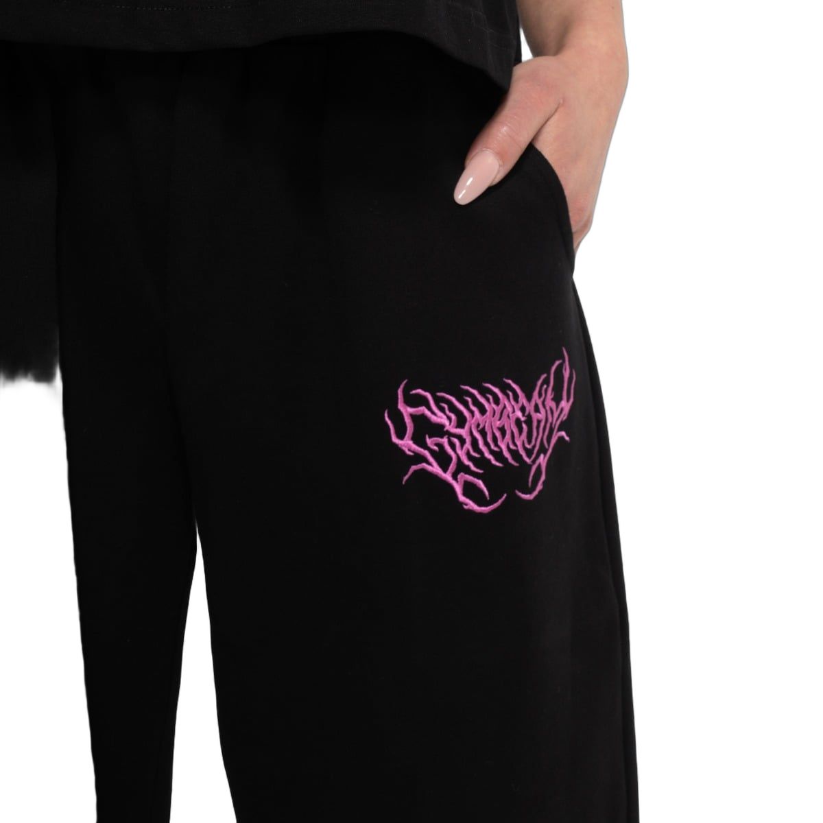 GymBeam Sweatpants Damen oversize mit Kordelzug und Taschen in Schwarz