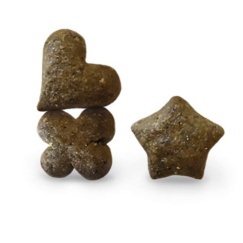 GPF Cat Sensitive: Nahaufnahme von Kroketten in Herz-, Kreuz- und Sternform.
