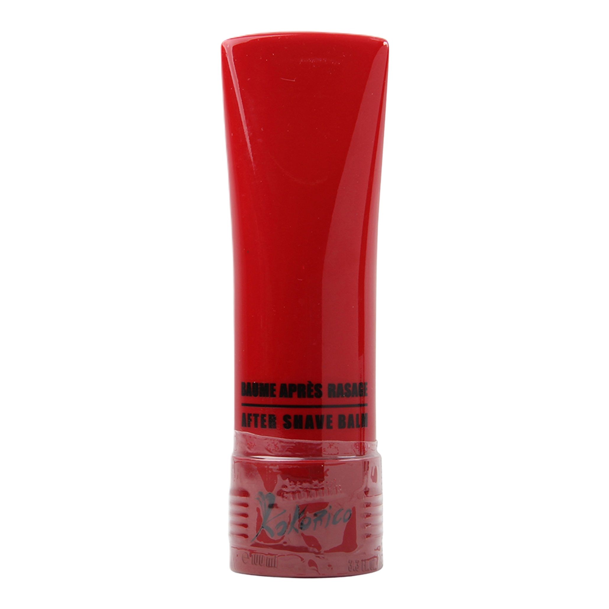 Rote Tube mit Aufschrift 'Après Rasage After Shave Balm'. Unterhalb steht 'Kokorico'.