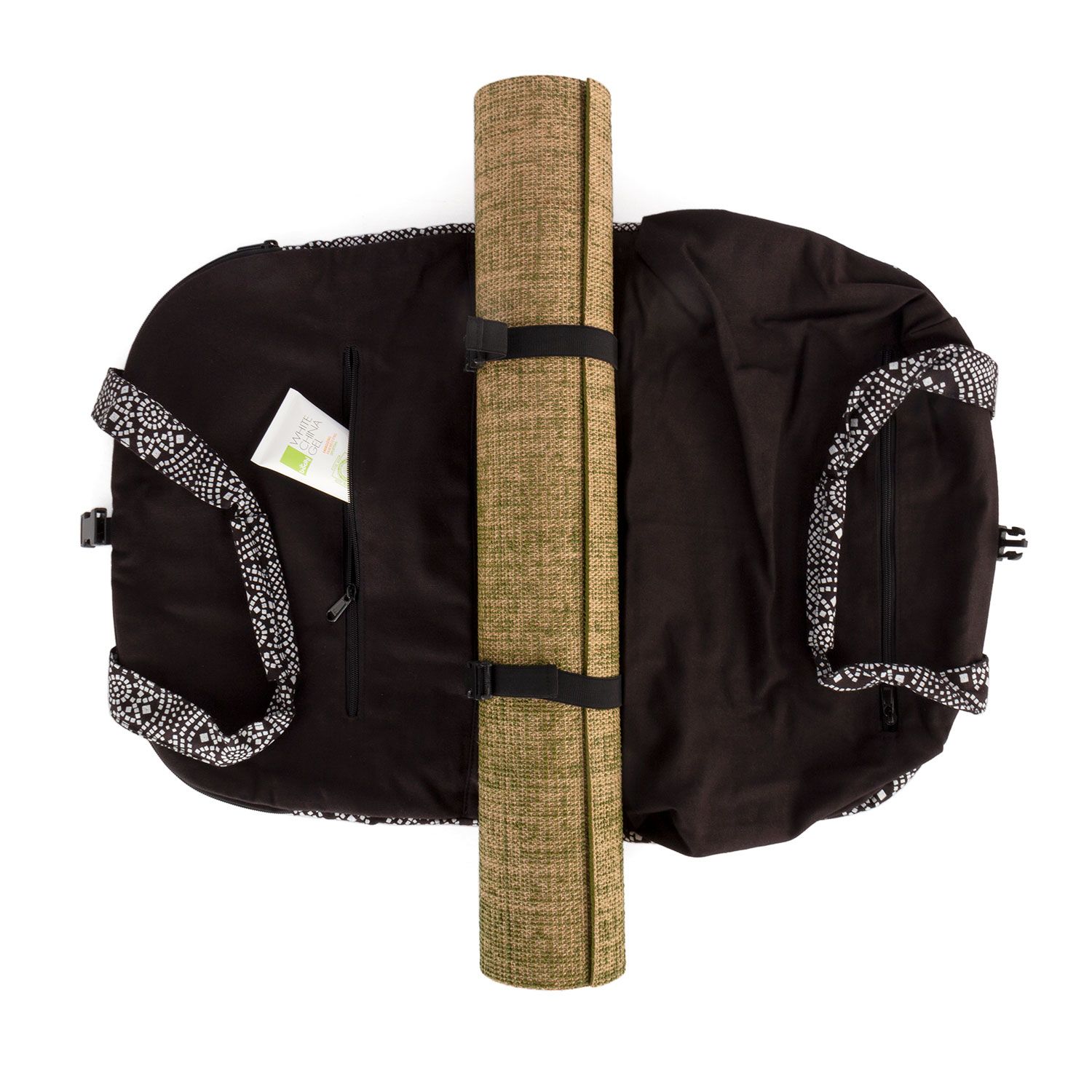 bodhi Maharaja Collection: Gemusterte Yoga Bag NAMASTÉ "Bandhani", schwarz/weiß