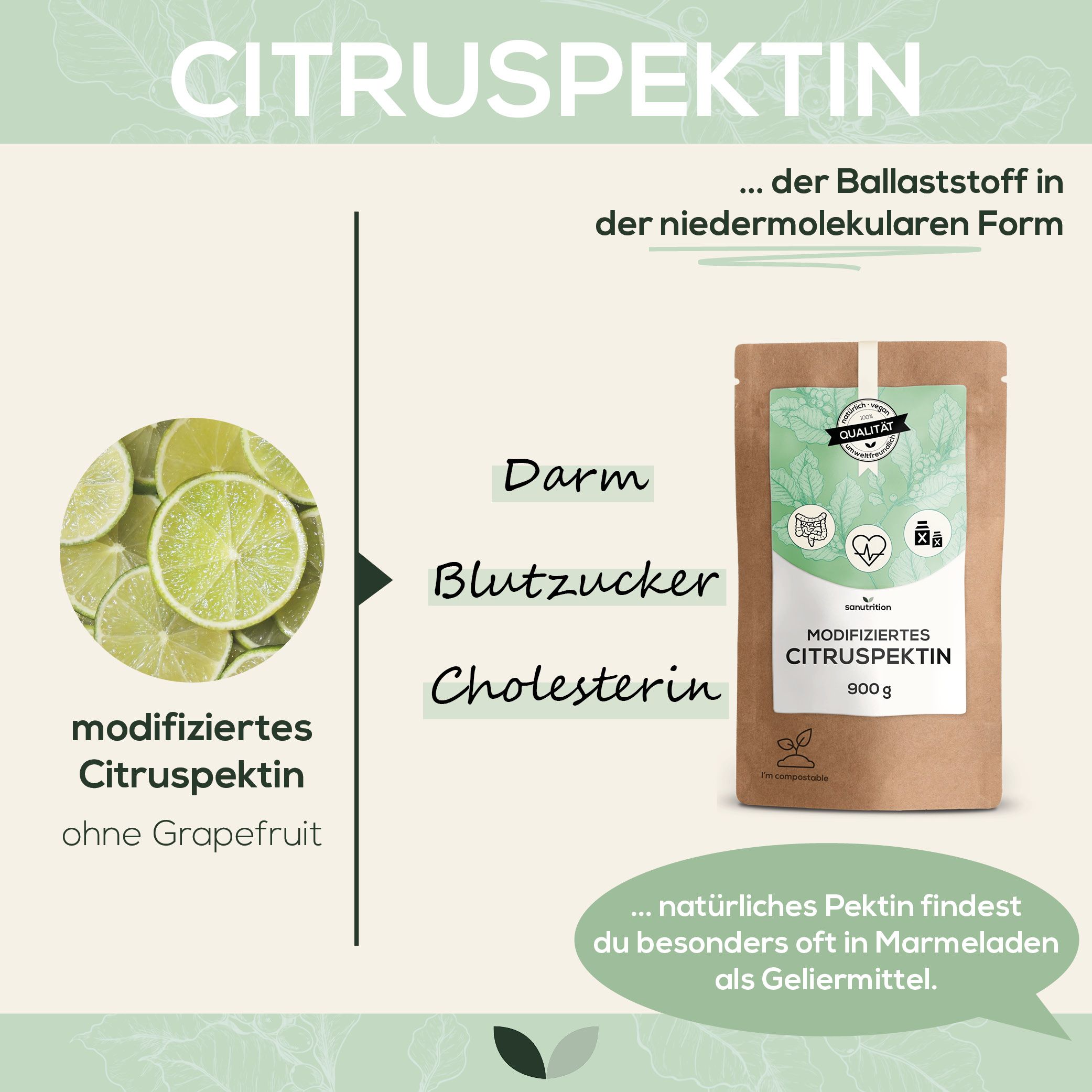 Sanutrition® - Modifiziertes Citruspektin 900 g Pulver