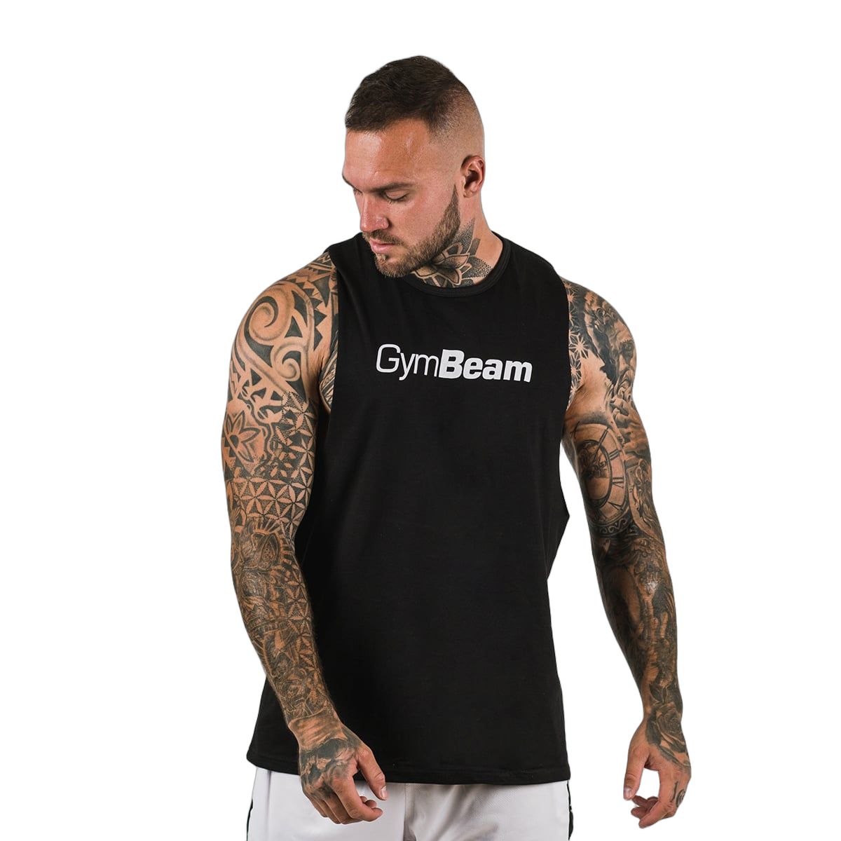 GymBeam Tanktop Herren Cut-Off Loose aus Baumwolle und Polyester in Schwarz