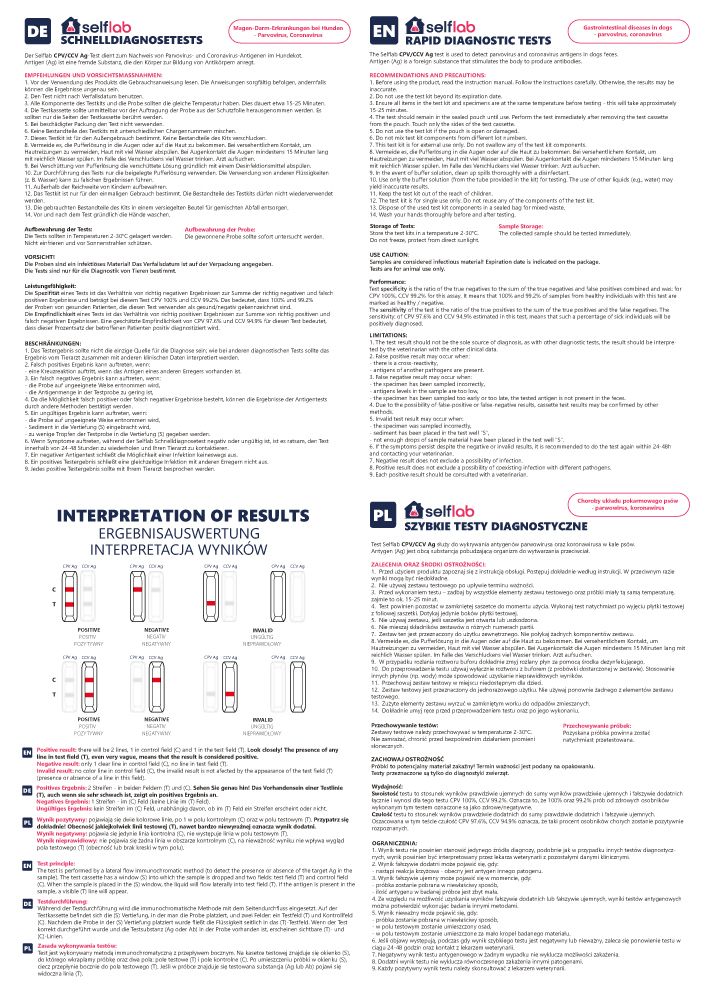 selflab Schnelltest Magen-Darm-Erkrankungen bei Hunden - Parvovirus- und Coronavirus-Antigen