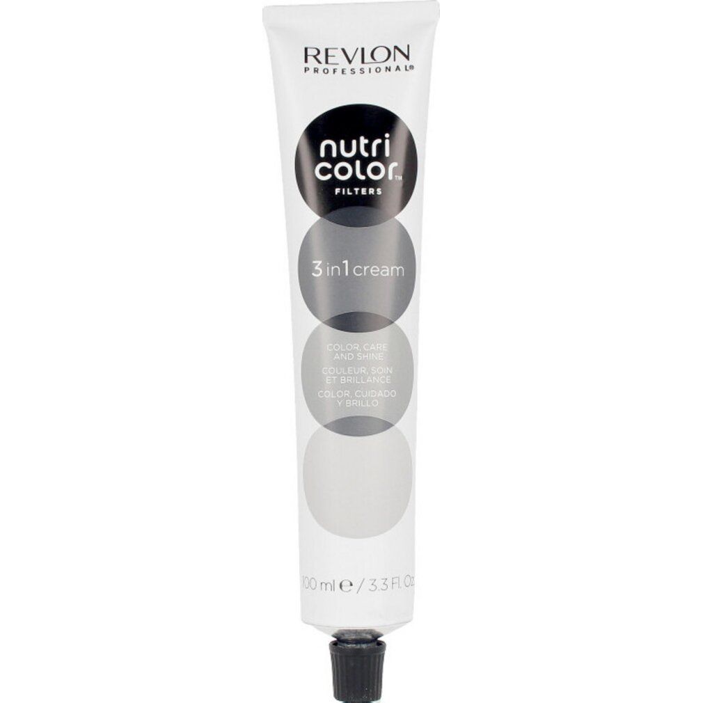 Tube mit Revlon Nutri Color Filters. Schwarzer Deckel. Aufschrift: Nutri Color, 3 in 1 cream.