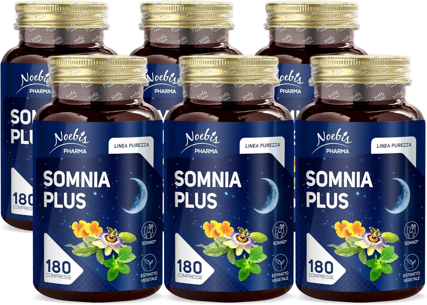 Noebis Pharma Somnia Plus - 6 Flaconi - 1080 Compresse Totali