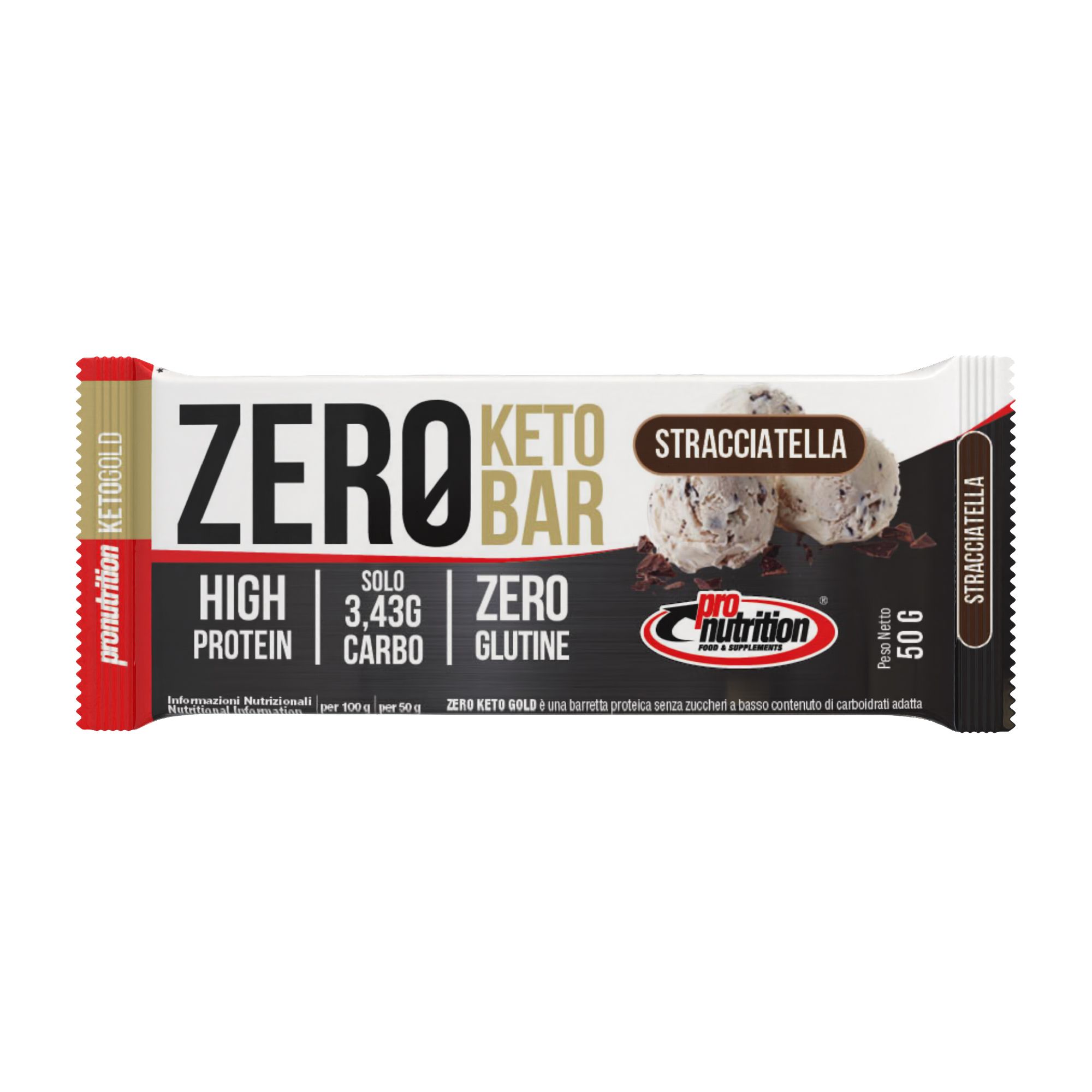 Pronutrition Barrette chetogenica Zero Keto Bar (50 gr, Stracciatella)