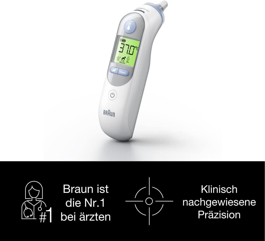 Braun Ohrthermometer (Age Precision, farbcodierte Temperaturanzeige, Fieber, sicher, hygienisch)