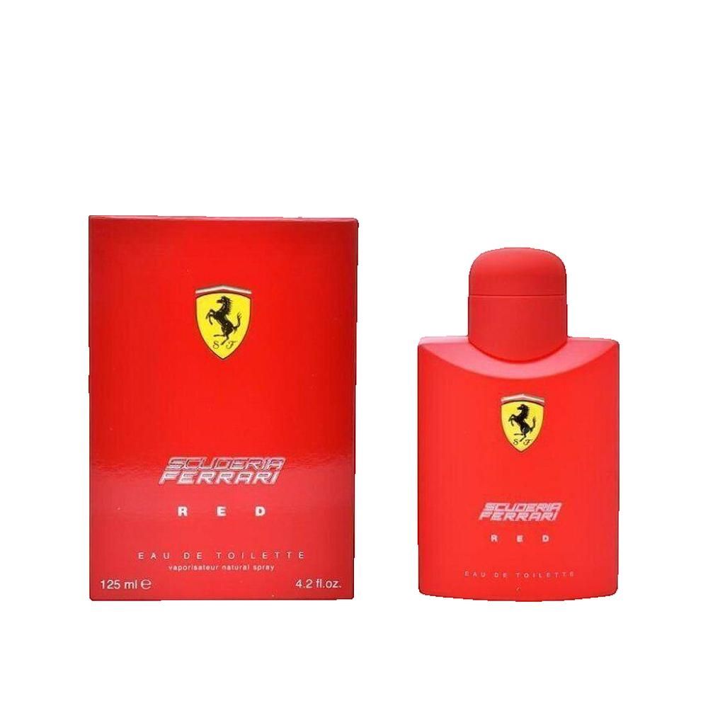 Rotes Eau de Toilette mit roter Verpackung. Logo und Schriftzug Scuderia Ferrari Red. 125 ml.