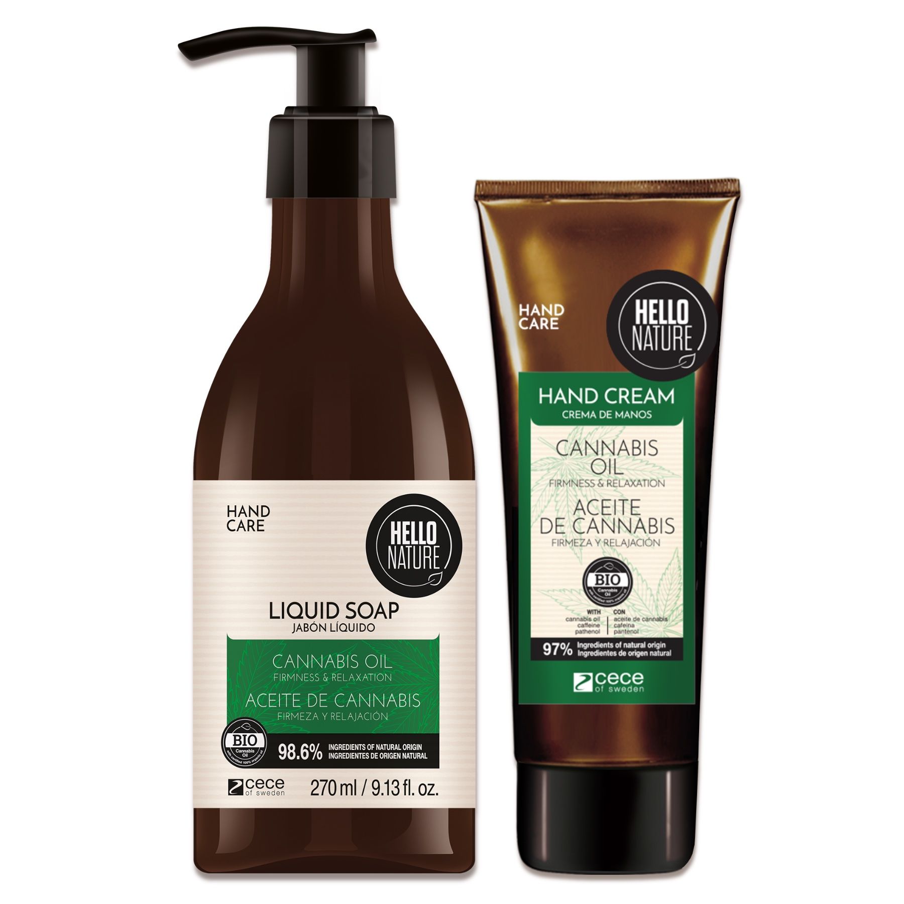 Hello Nature Handcreme und Handseife Set für Handpflege mit Hanföl