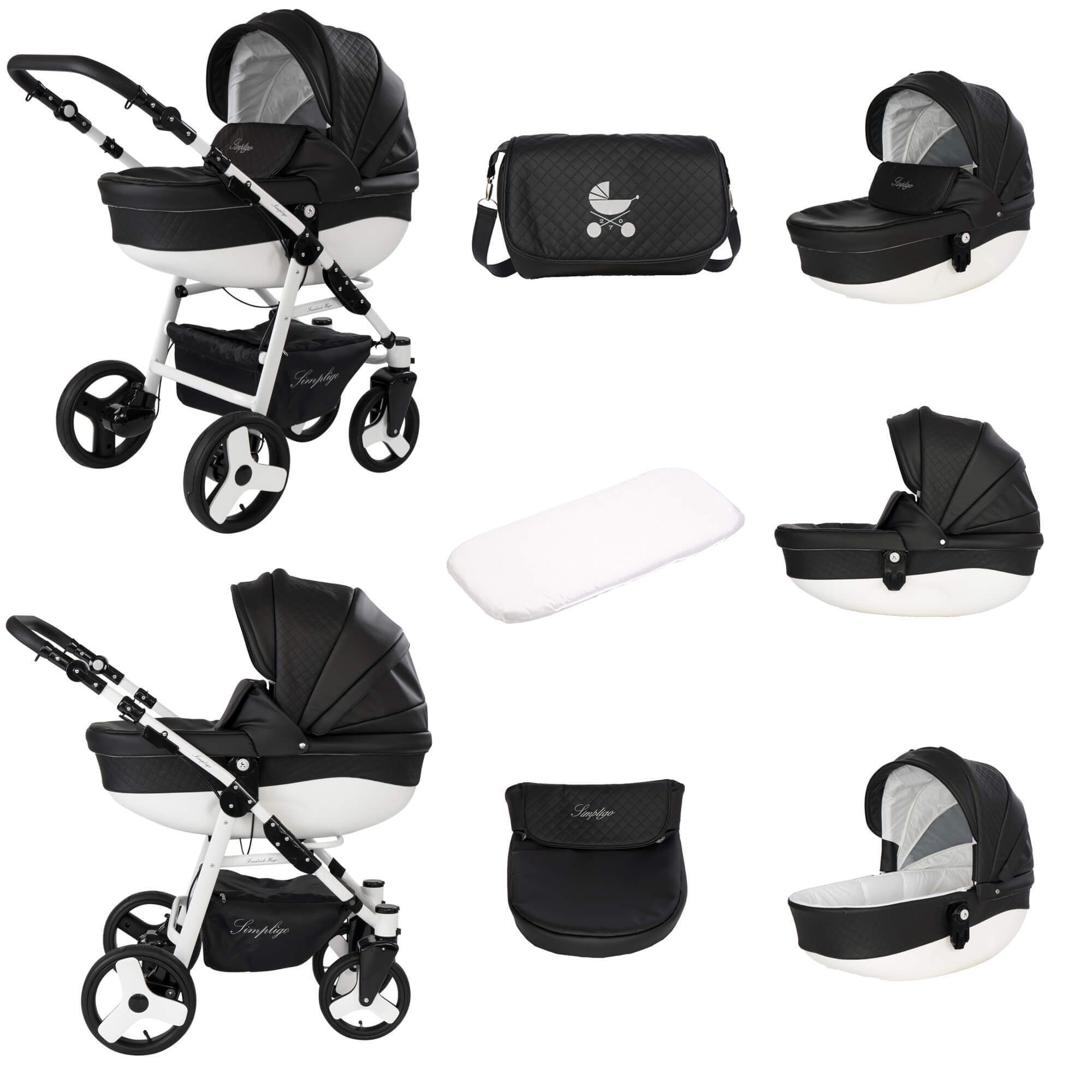 Friedrich Hugo Simpligo 4 in 1 Kinderwagen mit original Maxi Cosi, Schwarz (Kunstleder)